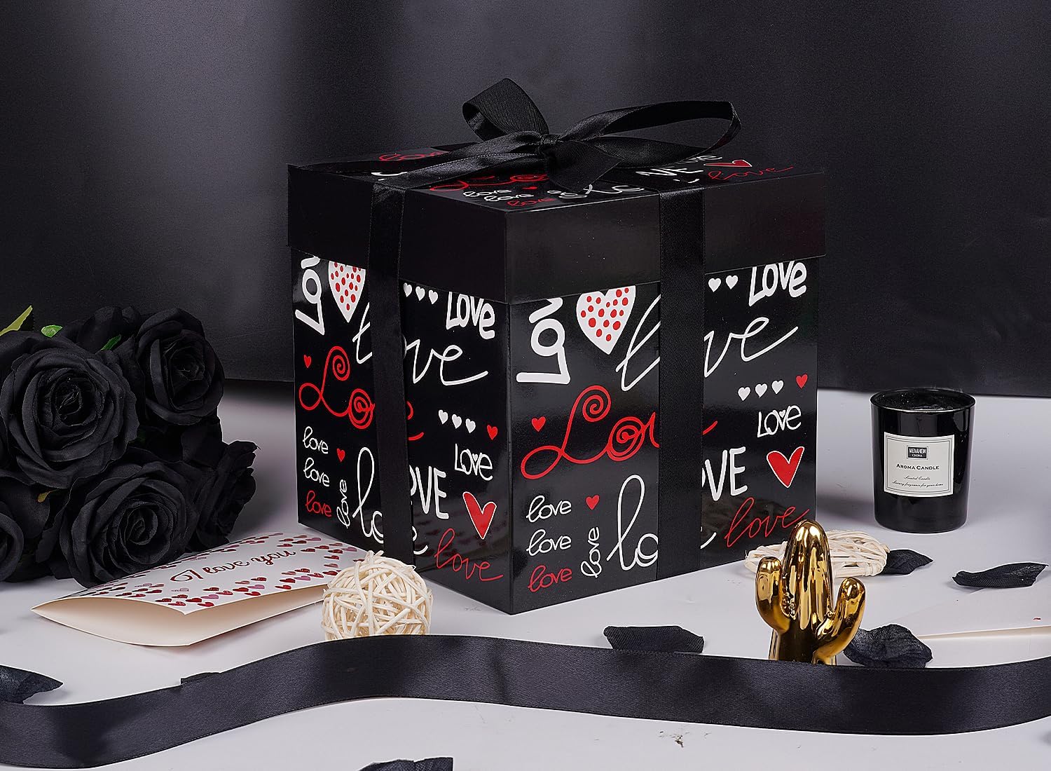 Jaywayang 5 Pack Valentine Gift Boxes with Lids and Ribbons