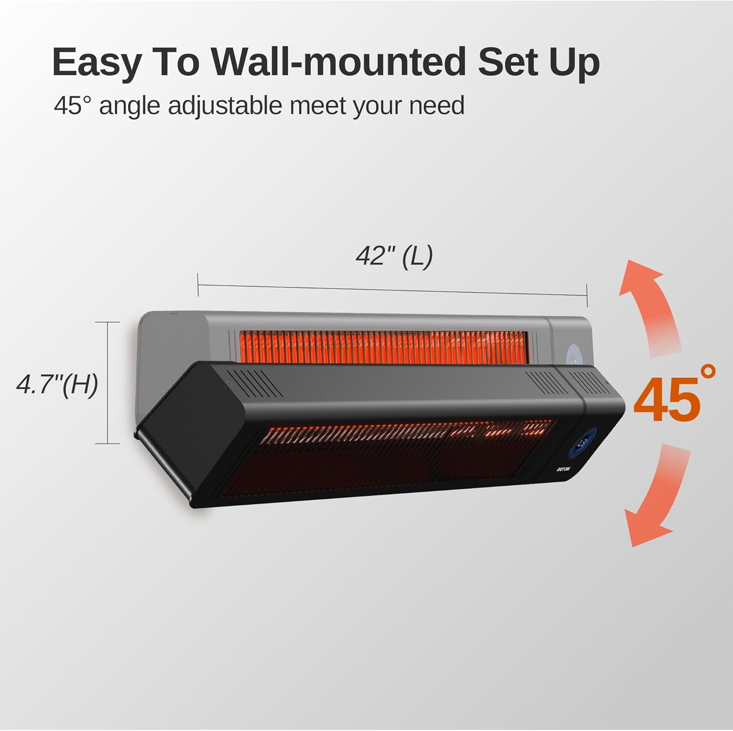 EAST OAK 3000W Wall Mounted Electric Patio Heater with IP65 Waterproof Remote Control