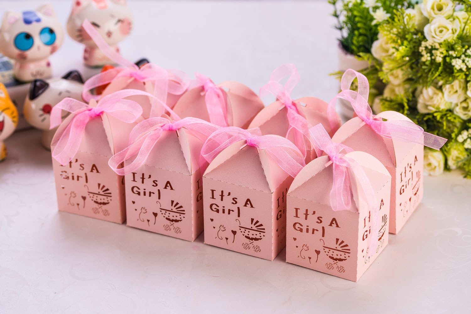 YOZATIA 50pcs Laser Cut Baby Carriage Candy Boxes