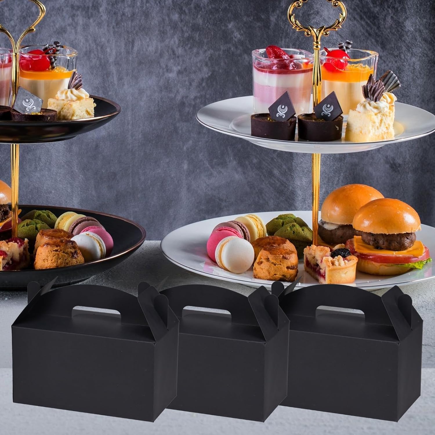 Aosric Black Gable Boxes with Handles 12 Pcs