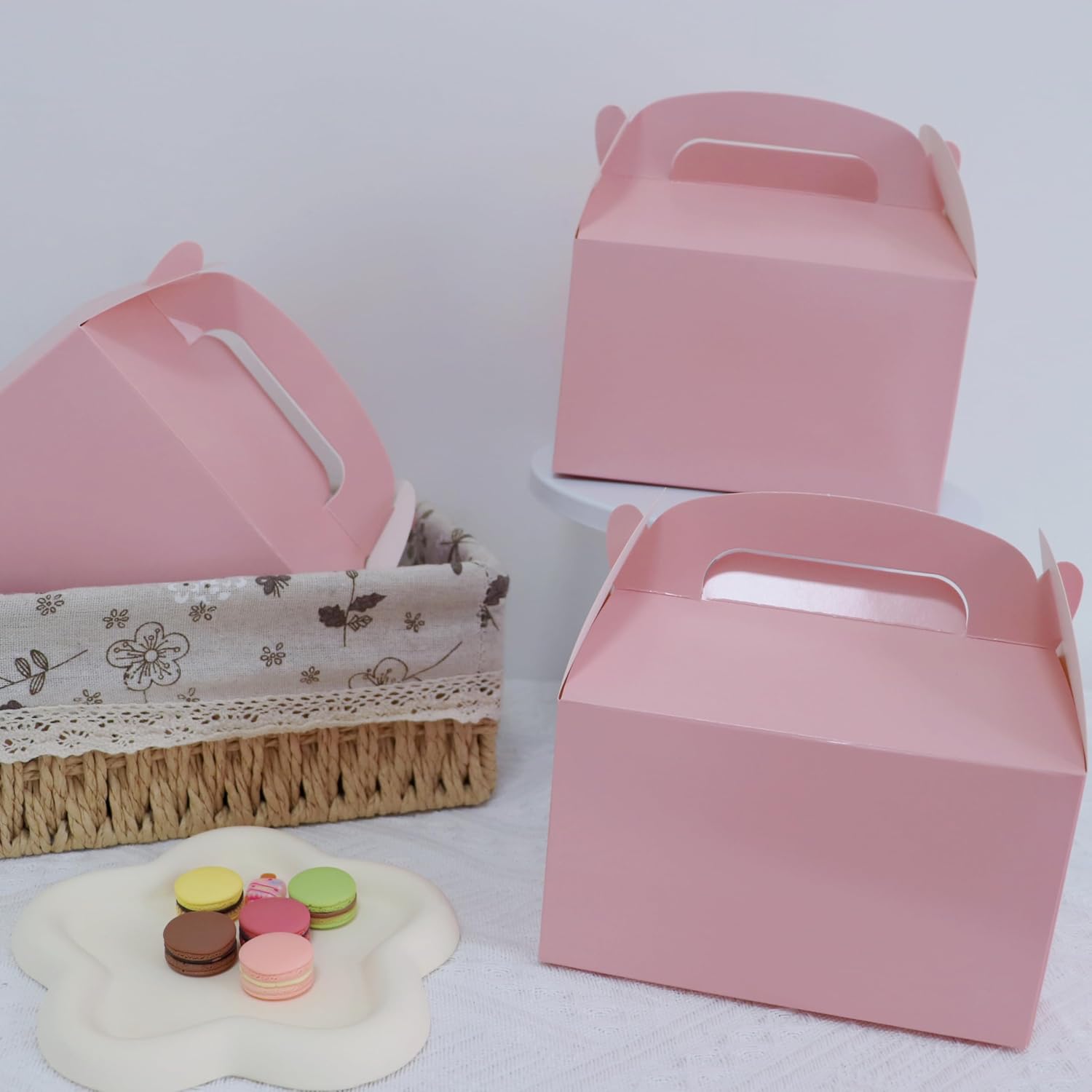 Namhcir 12 Pack Pink Treat Boxes with Handles