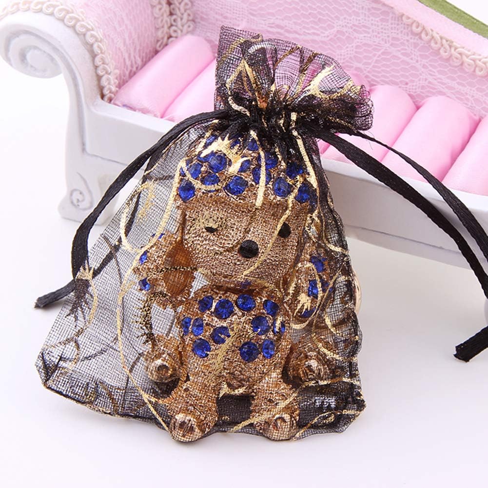 Stratalife 50PCS Black and Gold Organza Gift Bags