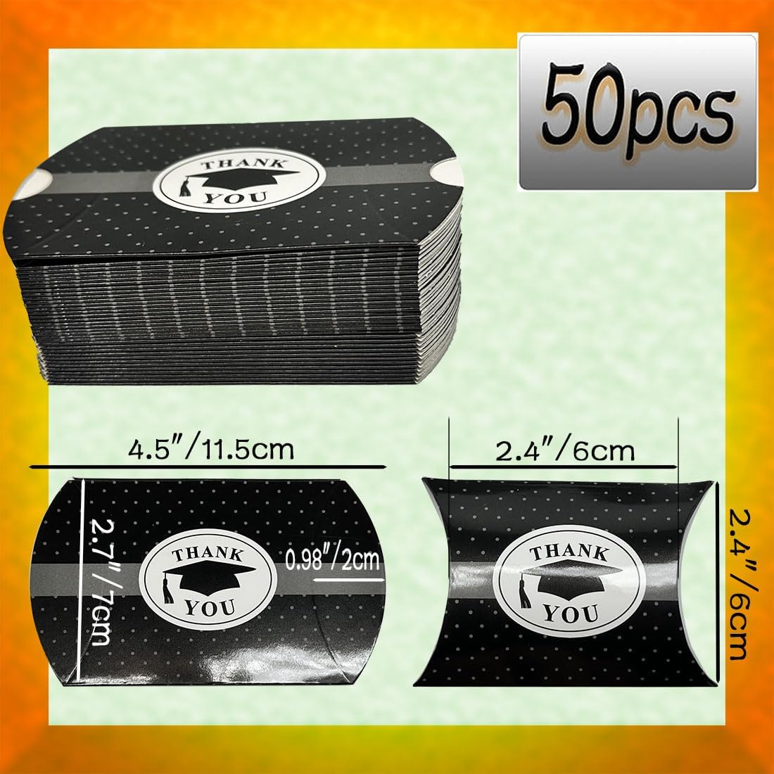 50Pcs Small Graduation Cap Gift Box 35x25x1Inch