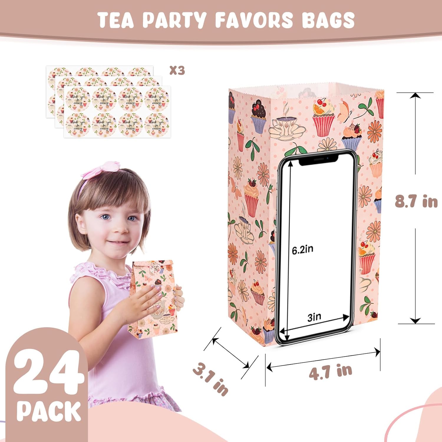 VGOODALL 24PCS Tea Party Favor Bags