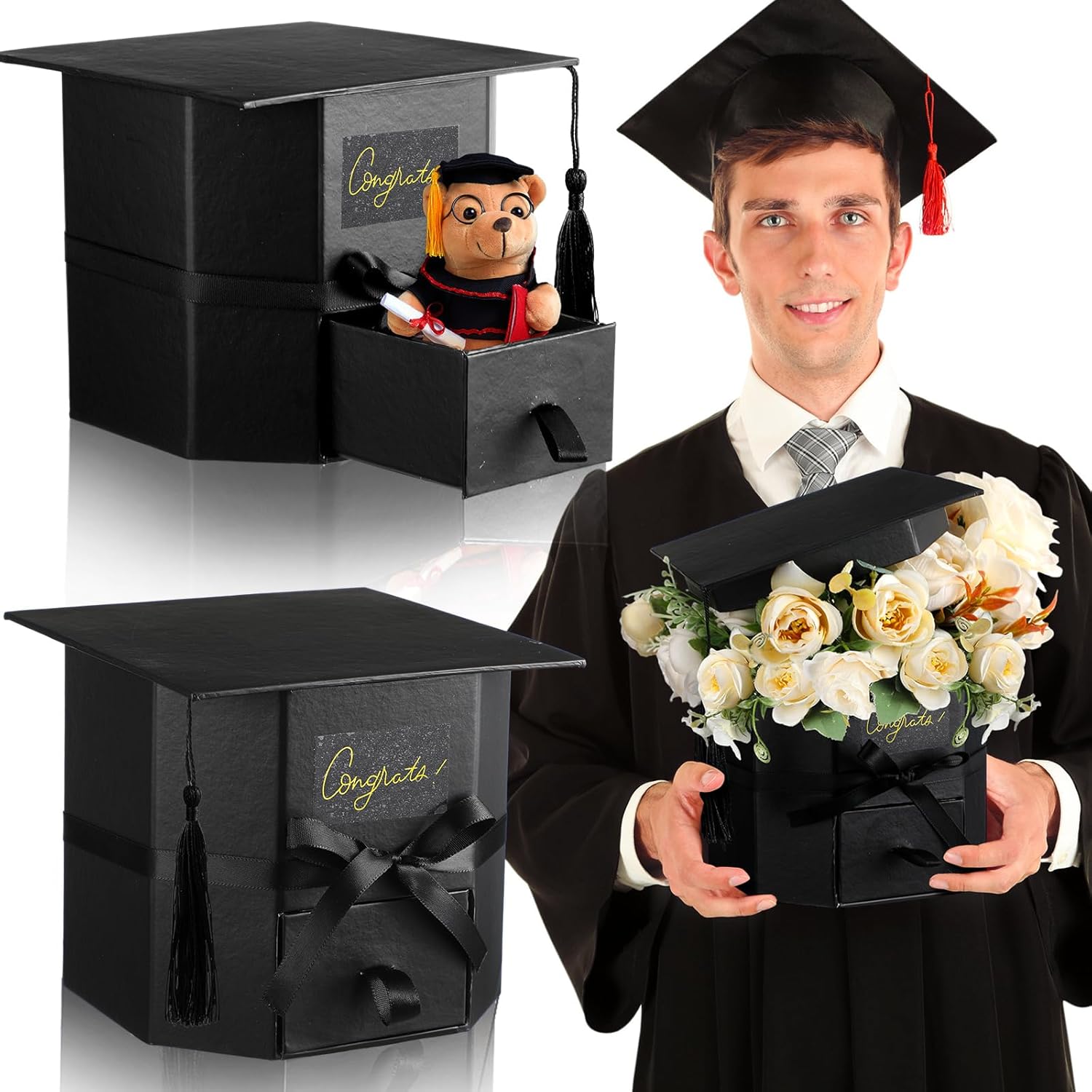 Chunful 3 Pcs Graduation Cap Gift Boxes with Drawer