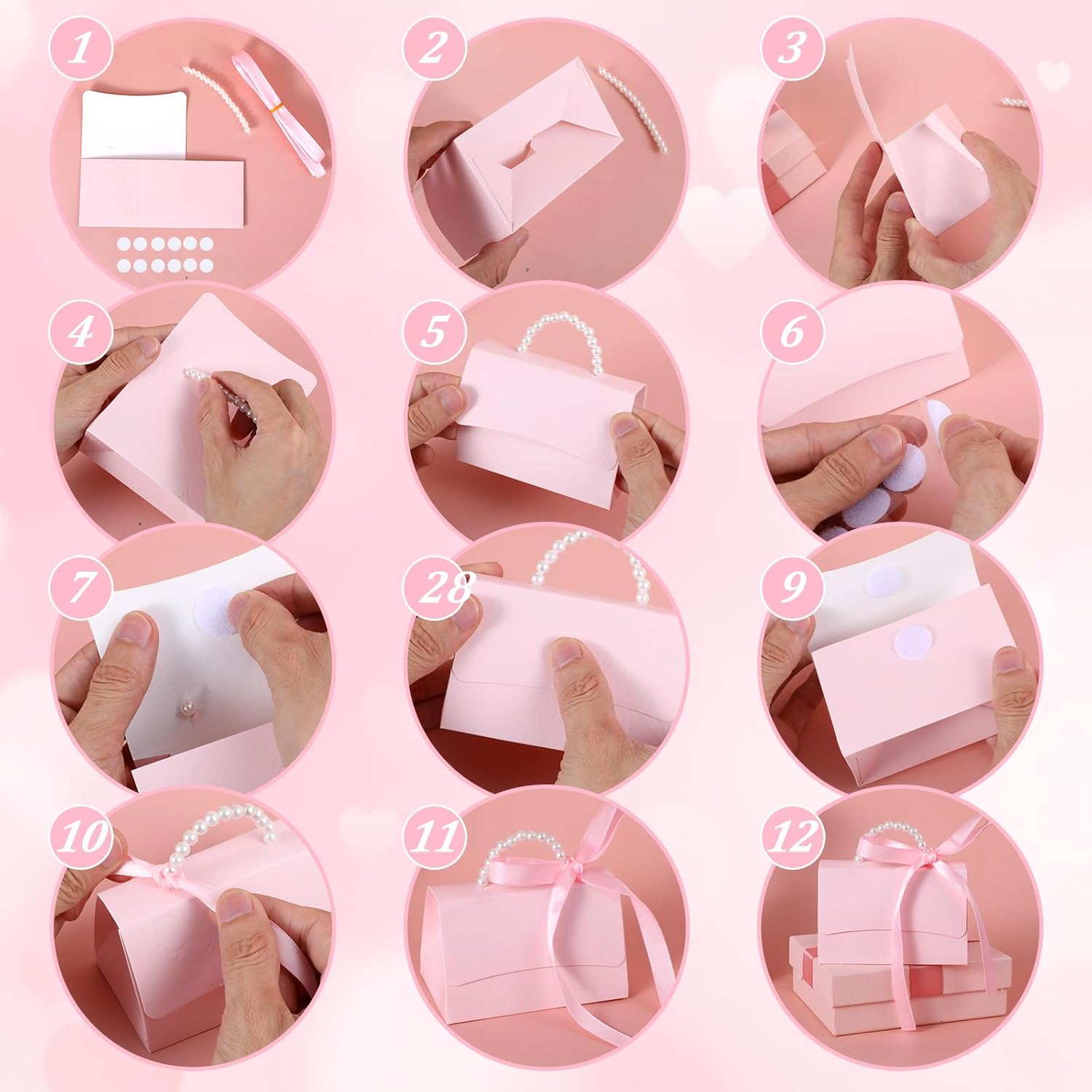 YBEATY 10 Pcs Pink Gift Boxes DIY Set for Bridesmaids