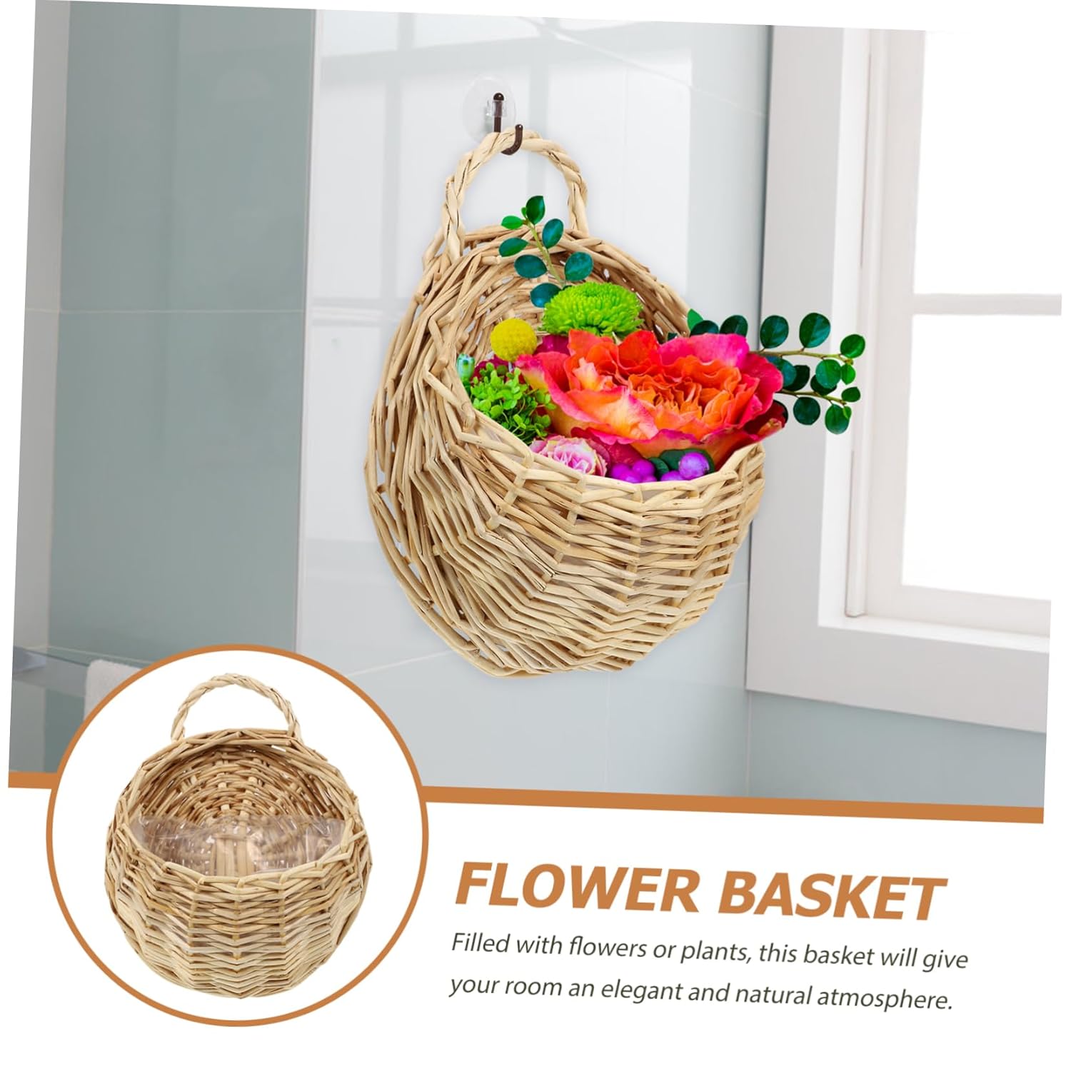 Hoement 2pcs Woven Hanging Planter Basket for Home Decor