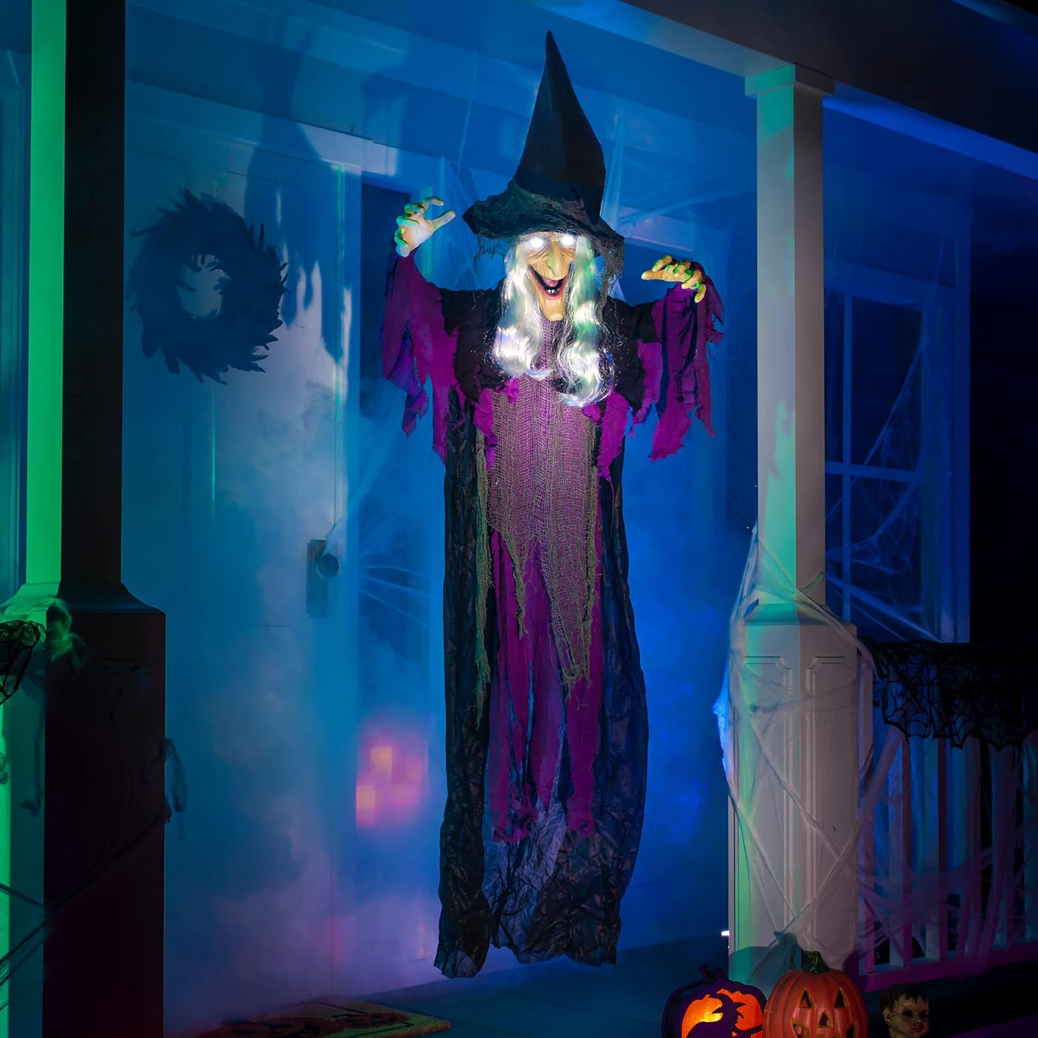 JOYIN 72 Inch Halloween Witch Decor Light Up Sound Activated