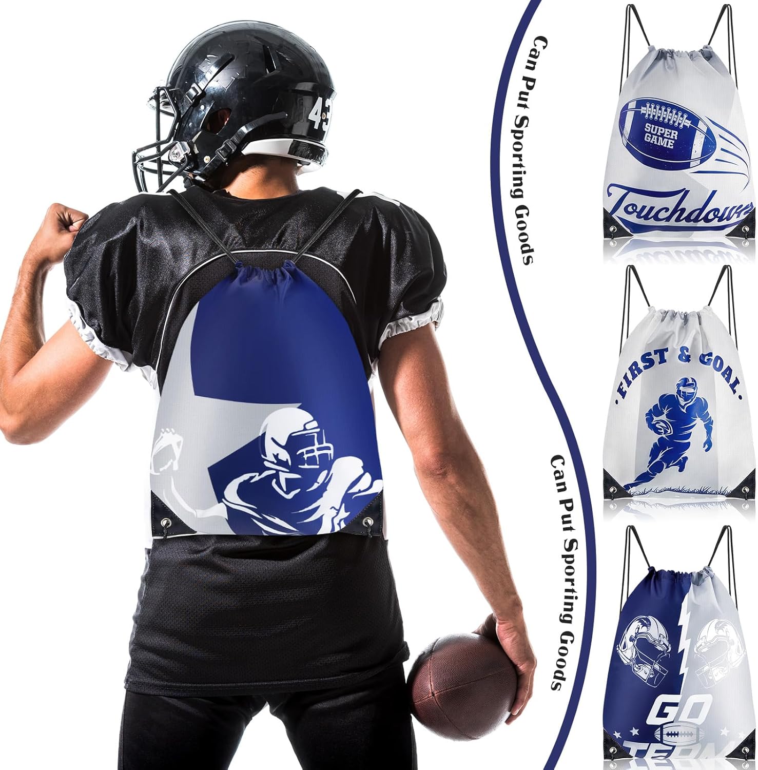 12 Pcs Football Fan Drawstring Backpacks Football Party Favors for Cowboys