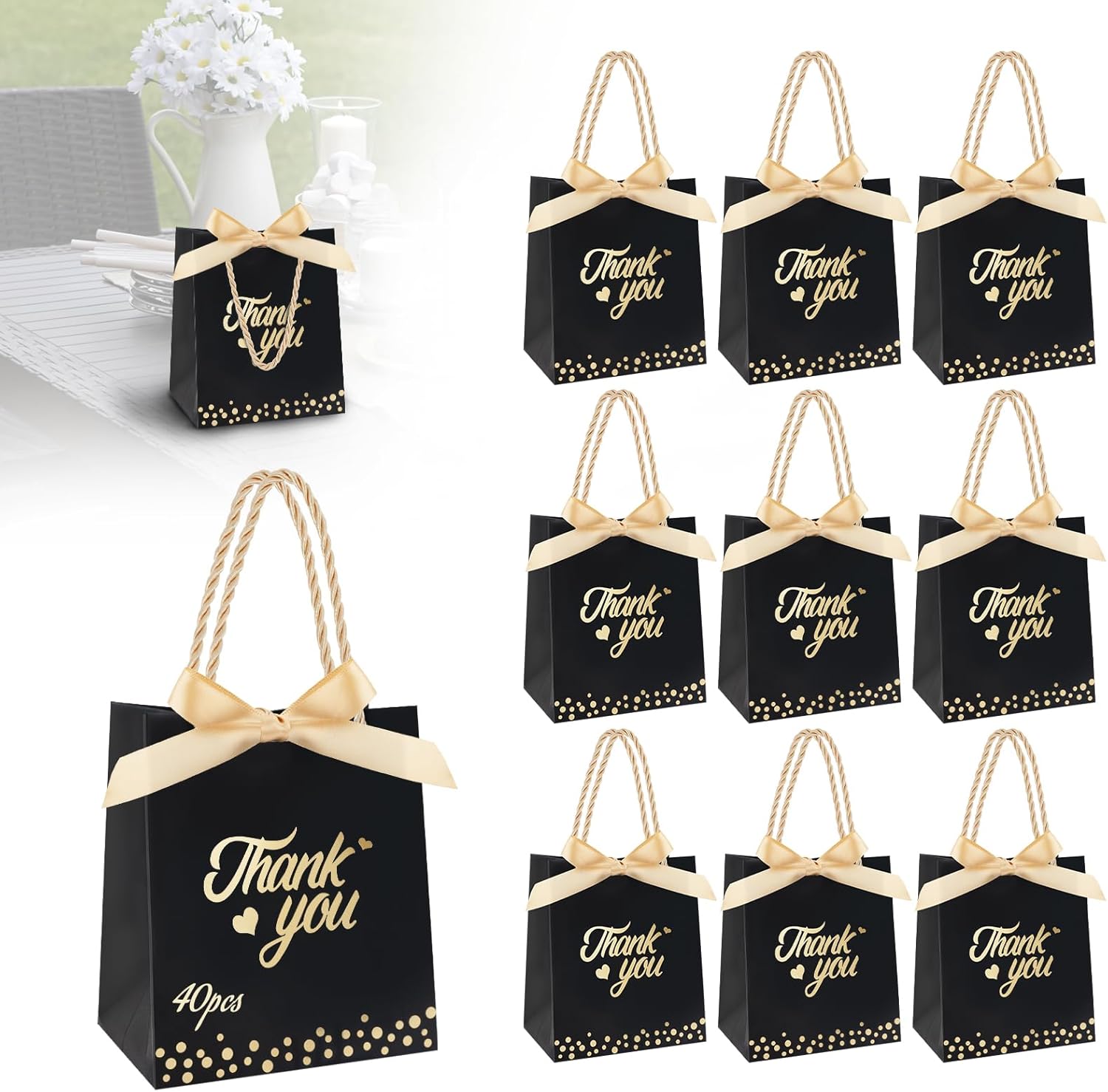SHAIDOJIO 40 Pack Thank You Gift Bags with Handle