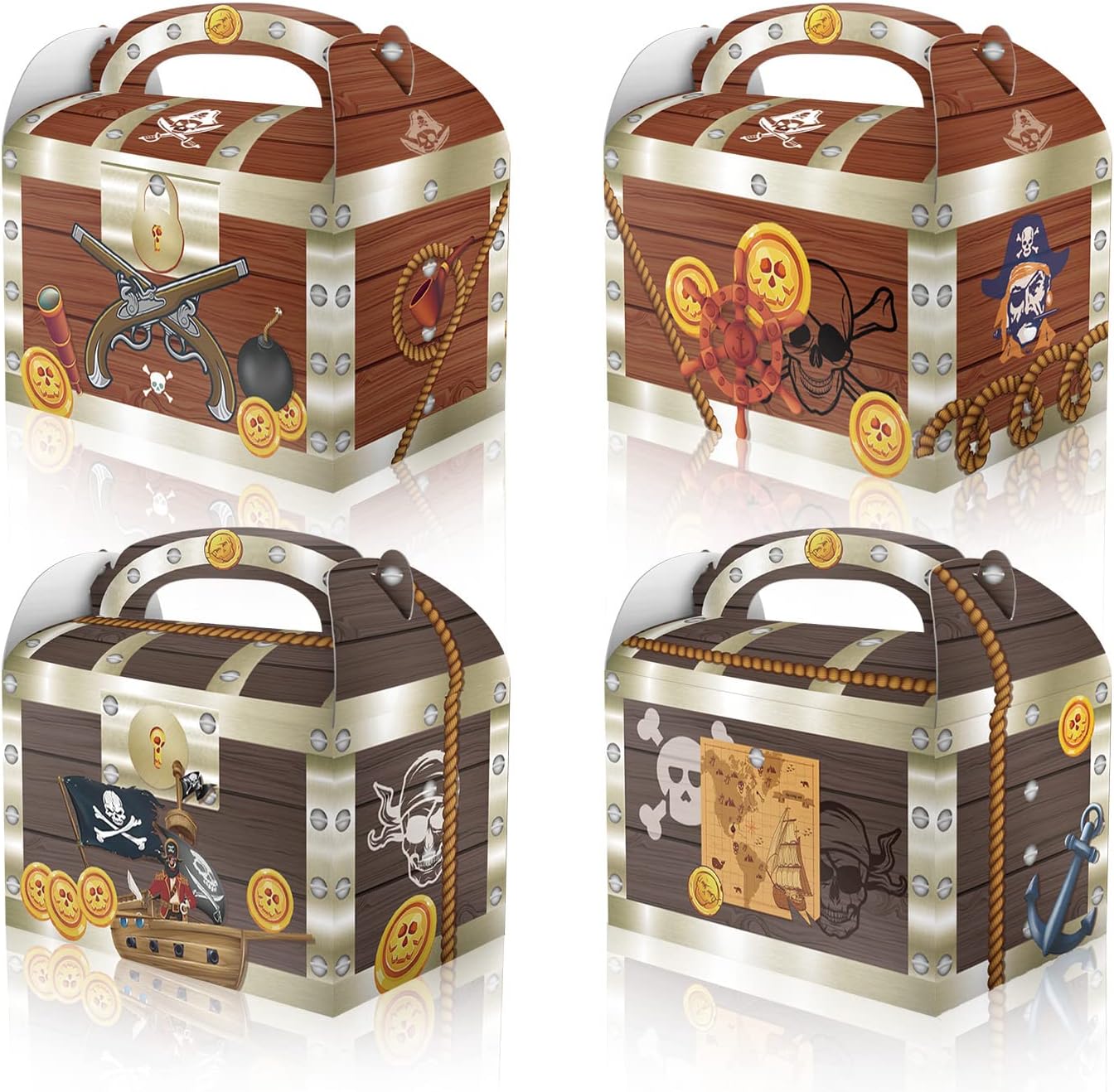 RIGHTA TECH 12 Pack Pirate Treasure Gift Boxes with Handles