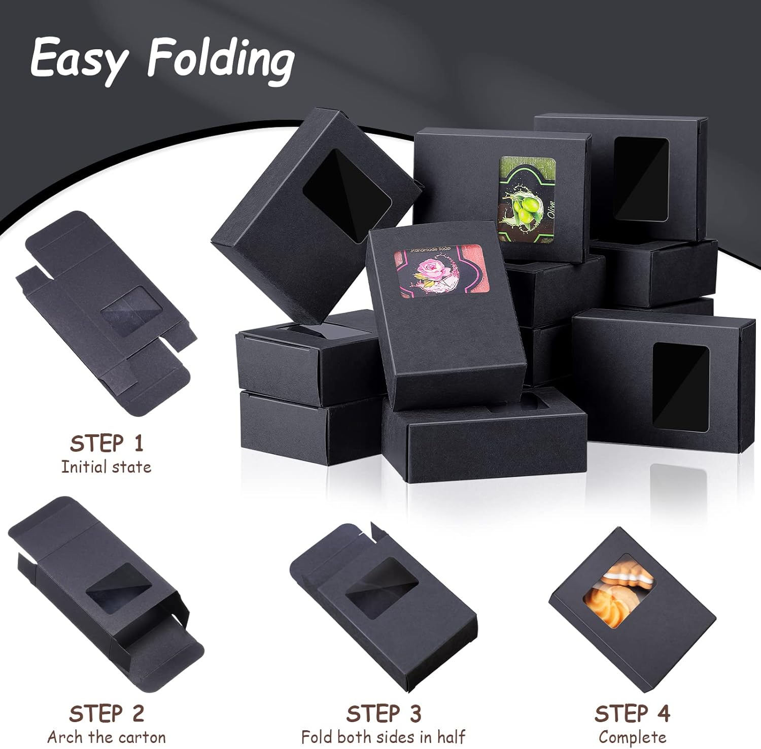 Spakon 30 Pcs Mini Kraft Soap Boxes with Window