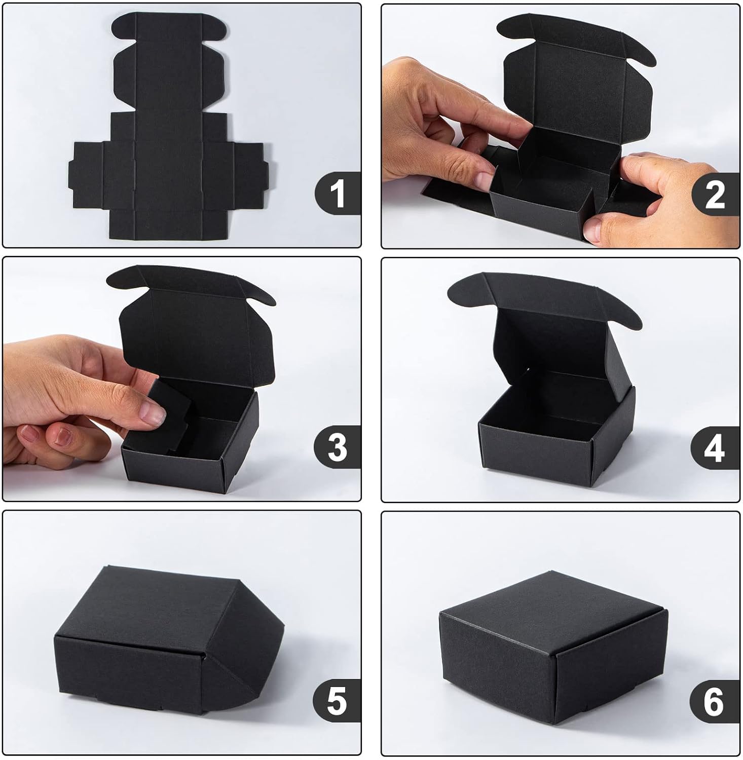Nignya 100 Pcs Black Mini Gift Boxes Square Kraft Paper Favor Boxes