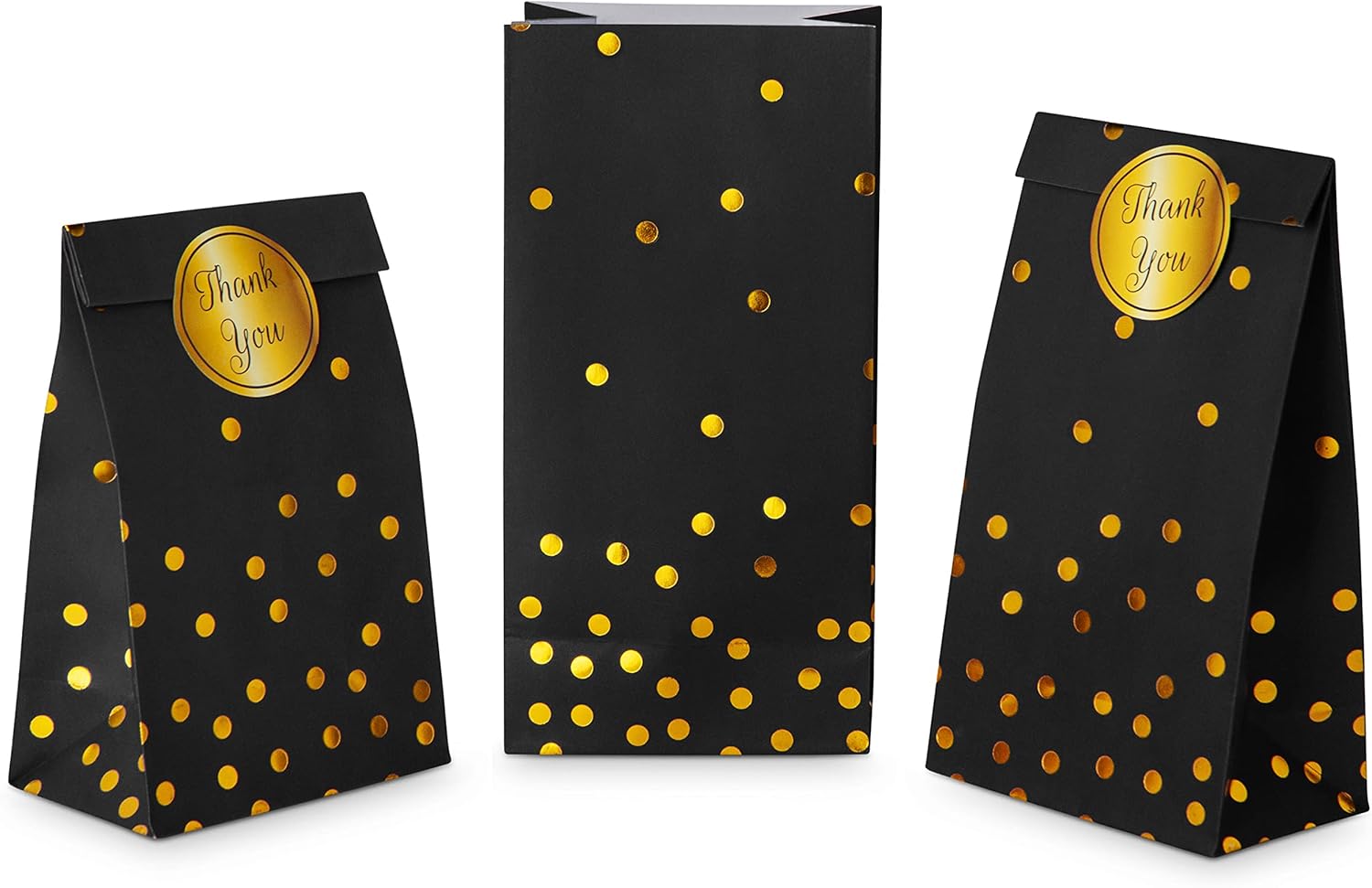 ROYAL BLUEBONNET Black Gold Party Favor Bags and Stickers