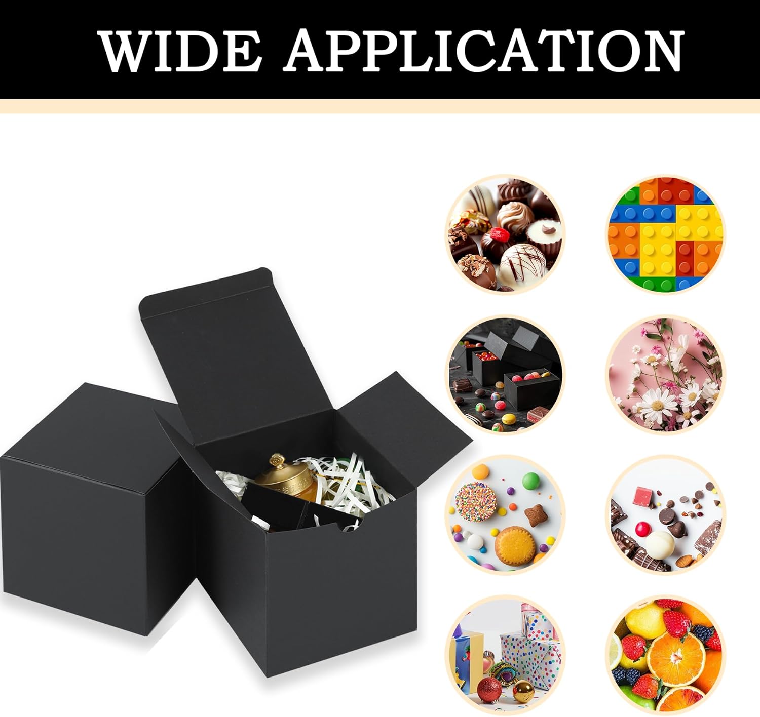 SHIPKEY 10 Pcs Black Cardboard Gift Boxes with Lids