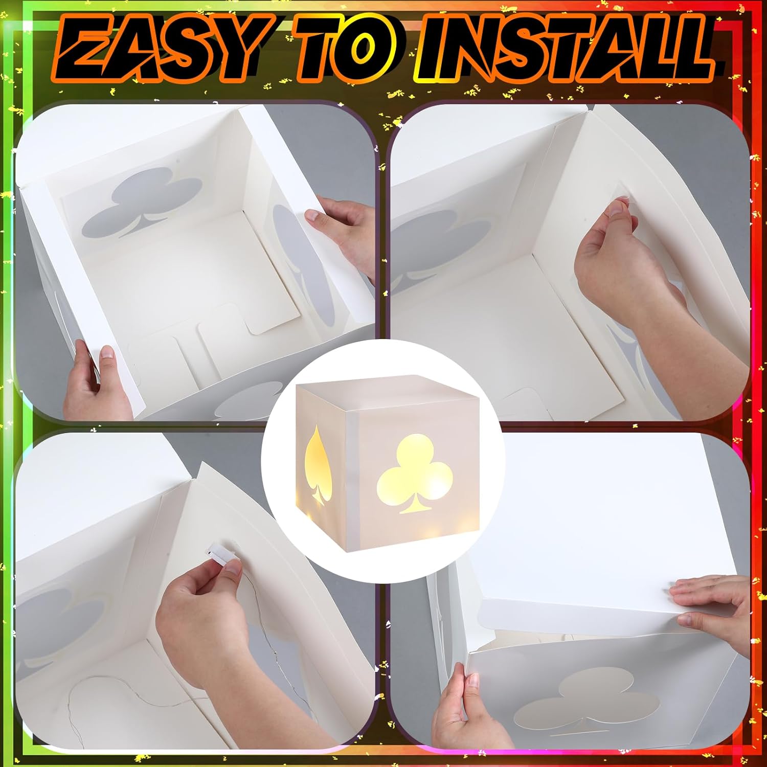 12 Piece Casino Favor Boxes with String Lights