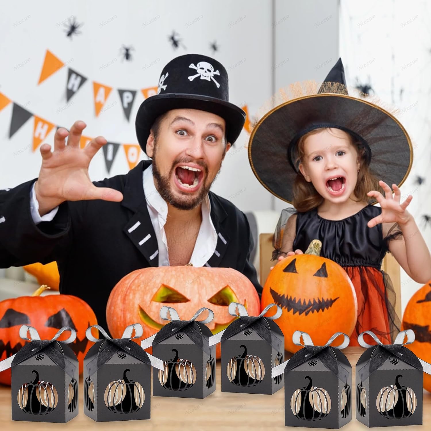 Ncozwo 20 Pcs Black Halloween Treat Boxes