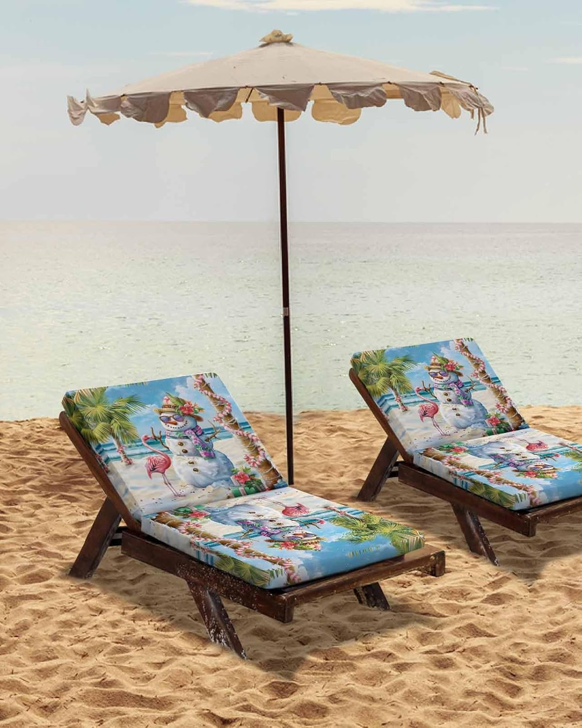 Hokiten Coastal Snowman Christmas Cushion Chair Cover Set of 4