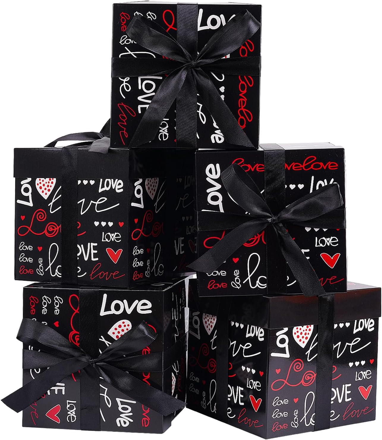 Jaywayang 5 Pack Valentine Gift Boxes with Lids and Ribbons