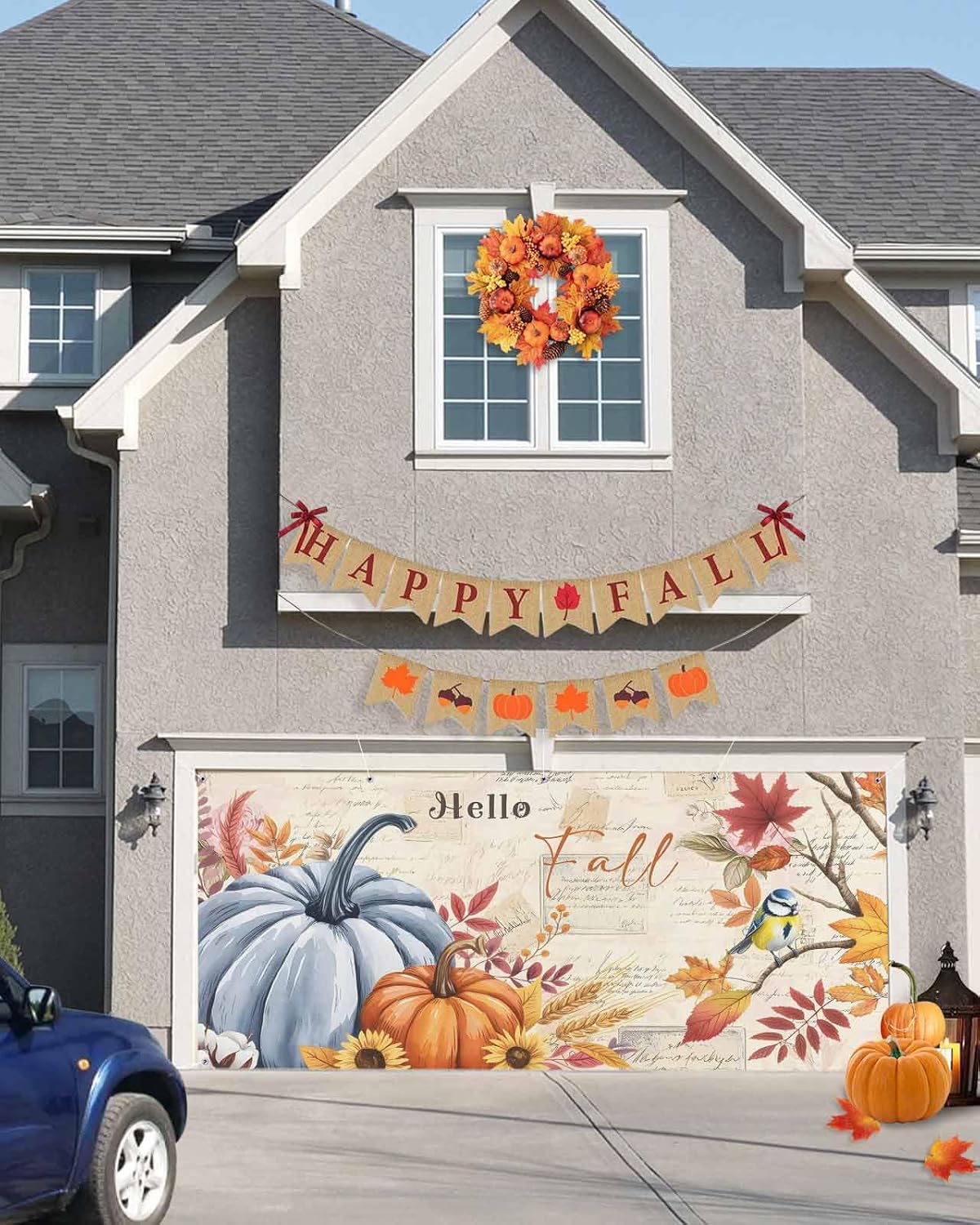 Fall Garage Door Banner 7x8 ft Hello Pumpkin Decor