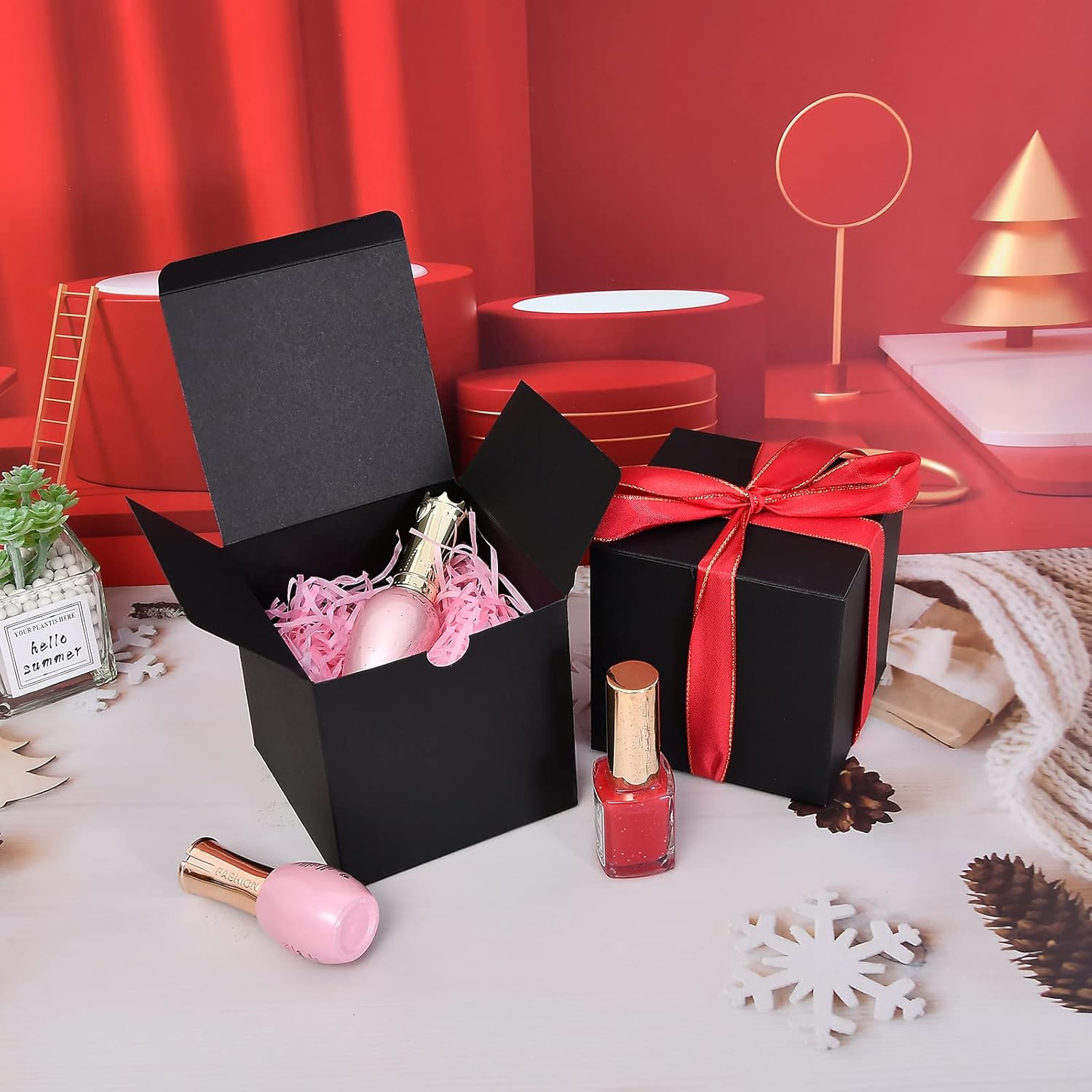 NIGNYA 50 Pack Black Gift Boxes 3x3x3 Inch