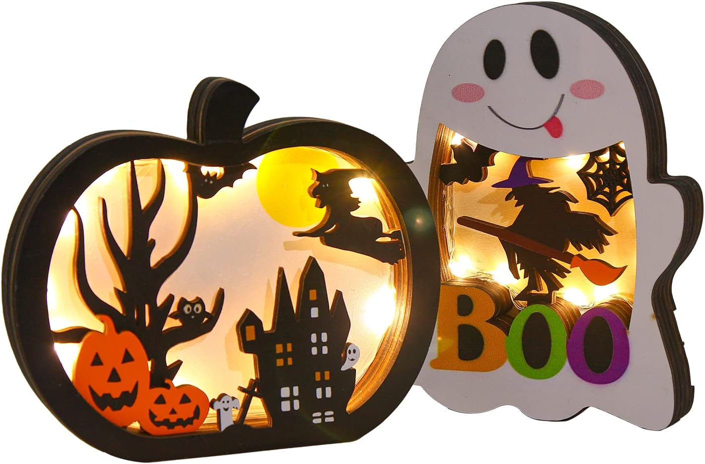SULOLI Halloween Lighted Pumpkin and Ghost Decorations