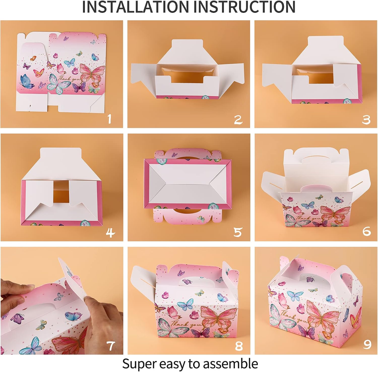 Thank You Treat Boxes 12 Pack Floral Gable Gift Boxes with Handles