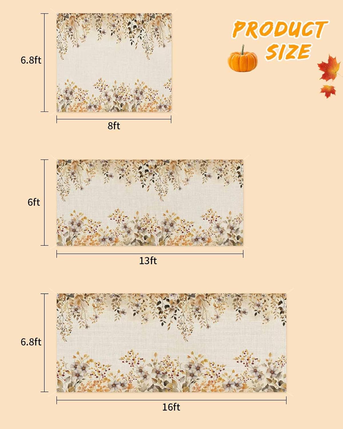 IDOWMAT Autumn Leaves Flower Garage Door Cover 7x8ft