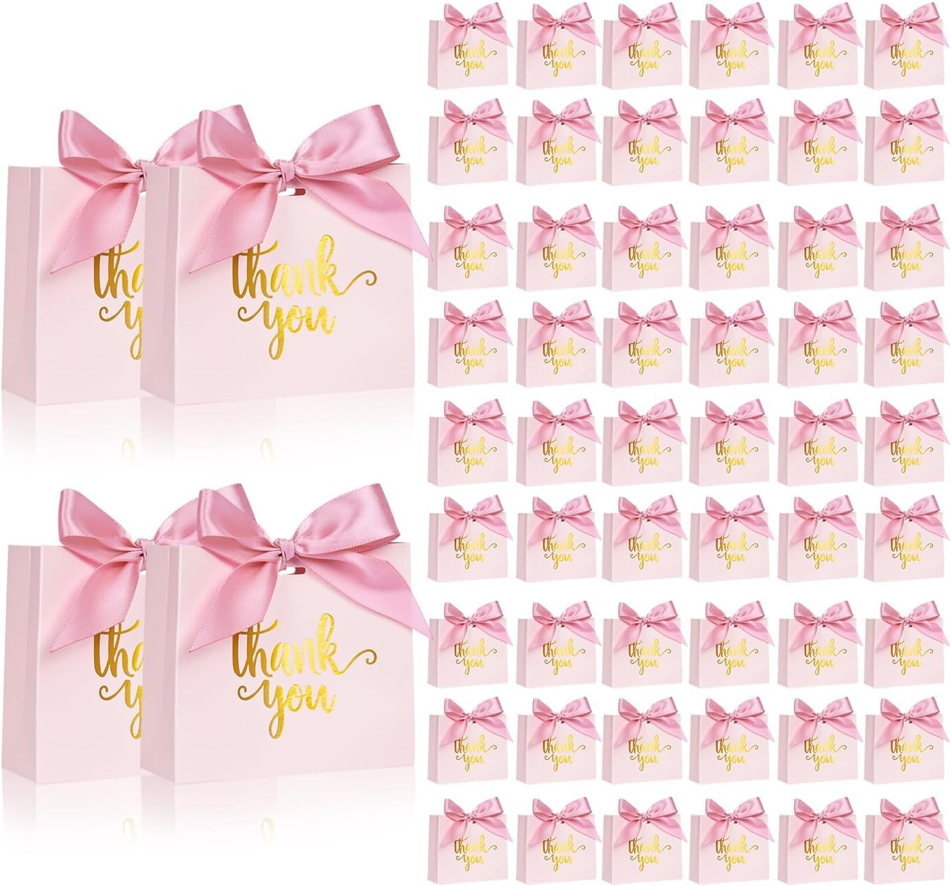 DECHISY 60 Pack Pink Mini Gift Bags Wedding Favor Boxes