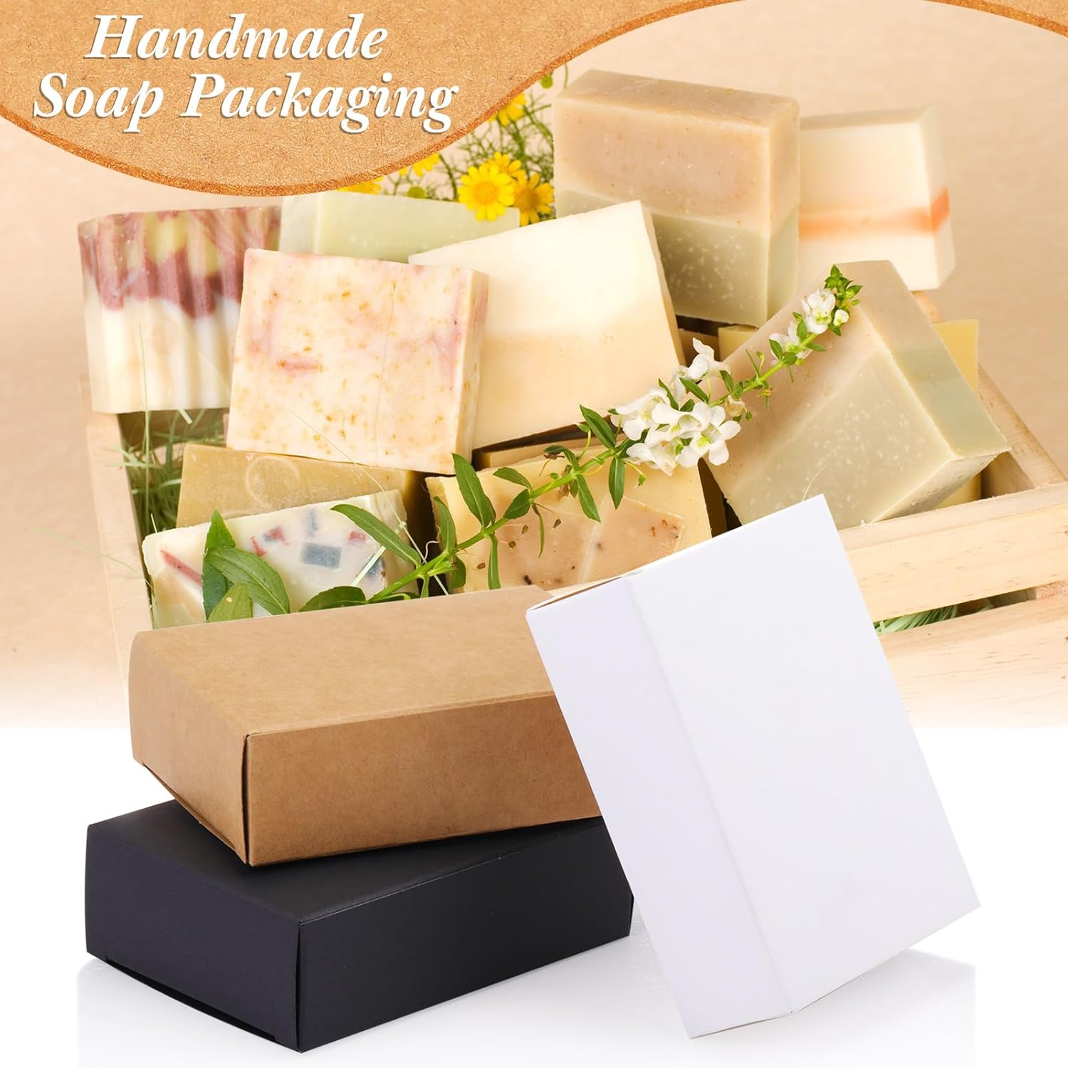 Gersoniel 100 Pcs Kraft Soap Boxes for Gifts and Party Favors