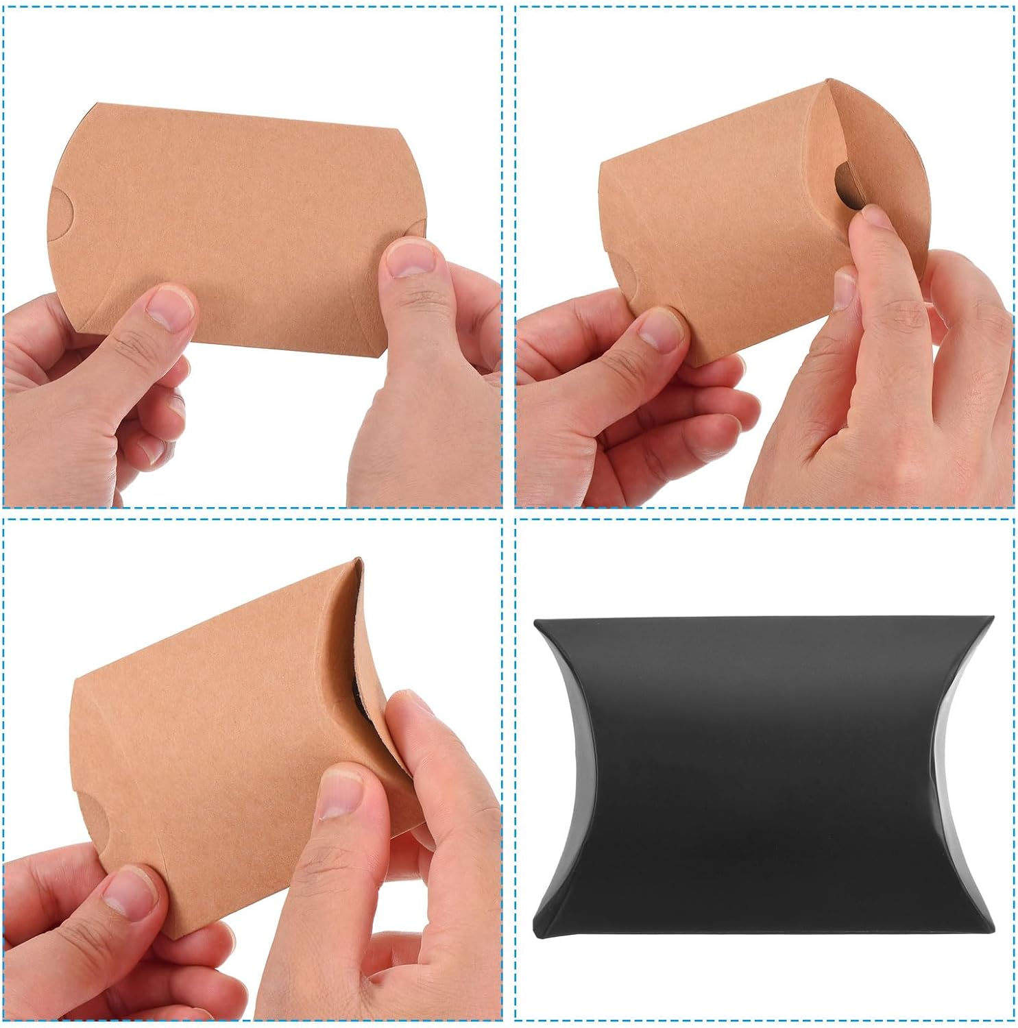 PATIKIL Black Paper Pillow Gift Boxes 100 Pcs
