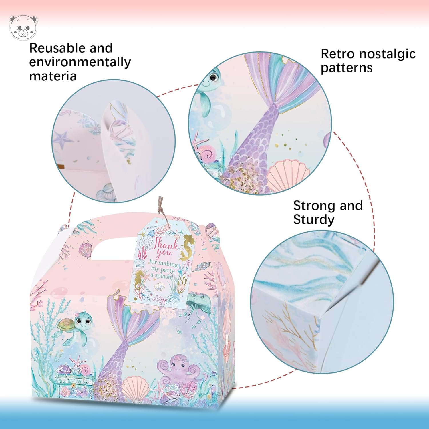 Karaqy Pink Under The Sea Party Favor Boxes 12 Pcs