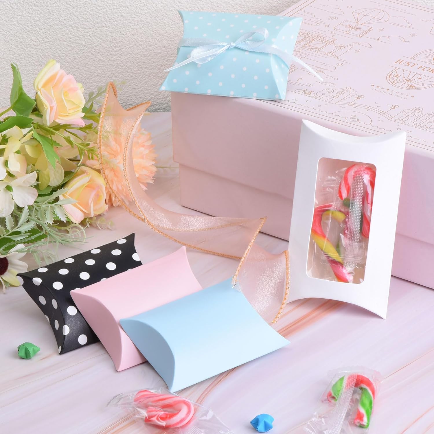 PATIKIL Black Paper Pillow Gift Boxes 100 Pcs