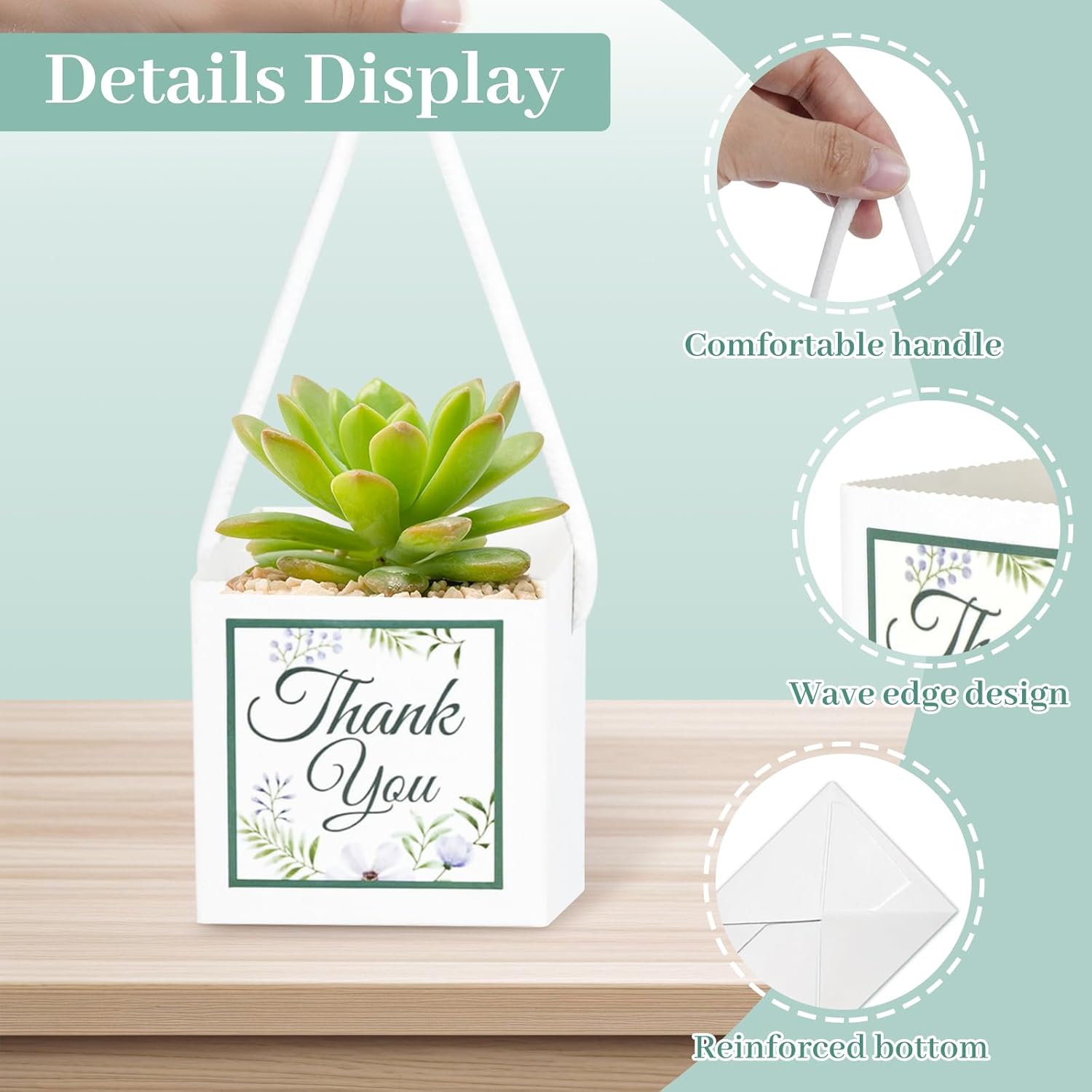 LawnIdyll 50 Pcs Succulent Wrap Bags with Thank You Stickers