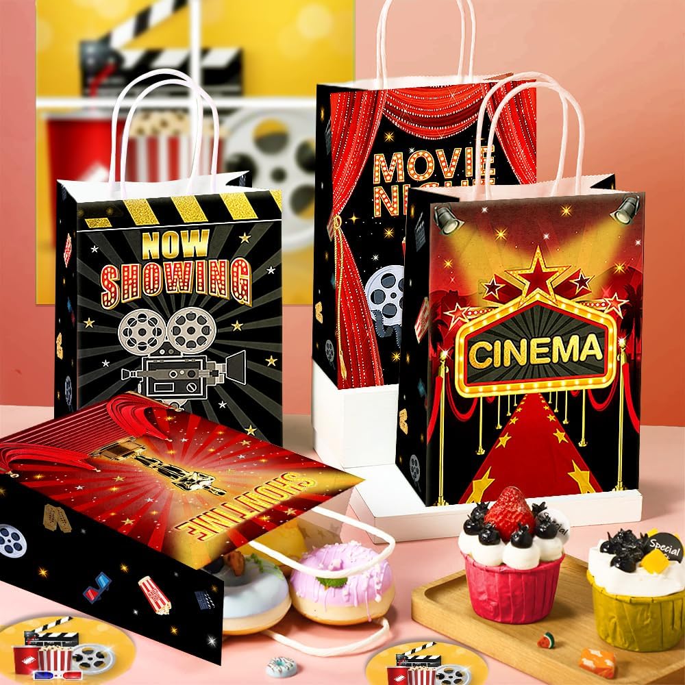 JOYGATHER 24 Pcs Movies Night Party Favor Bags with Handles