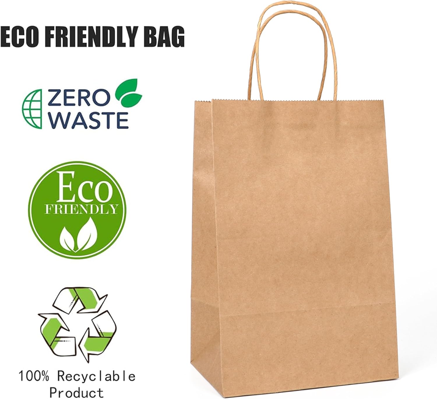 100pcs Kraft Paper Bags for Retail and Events