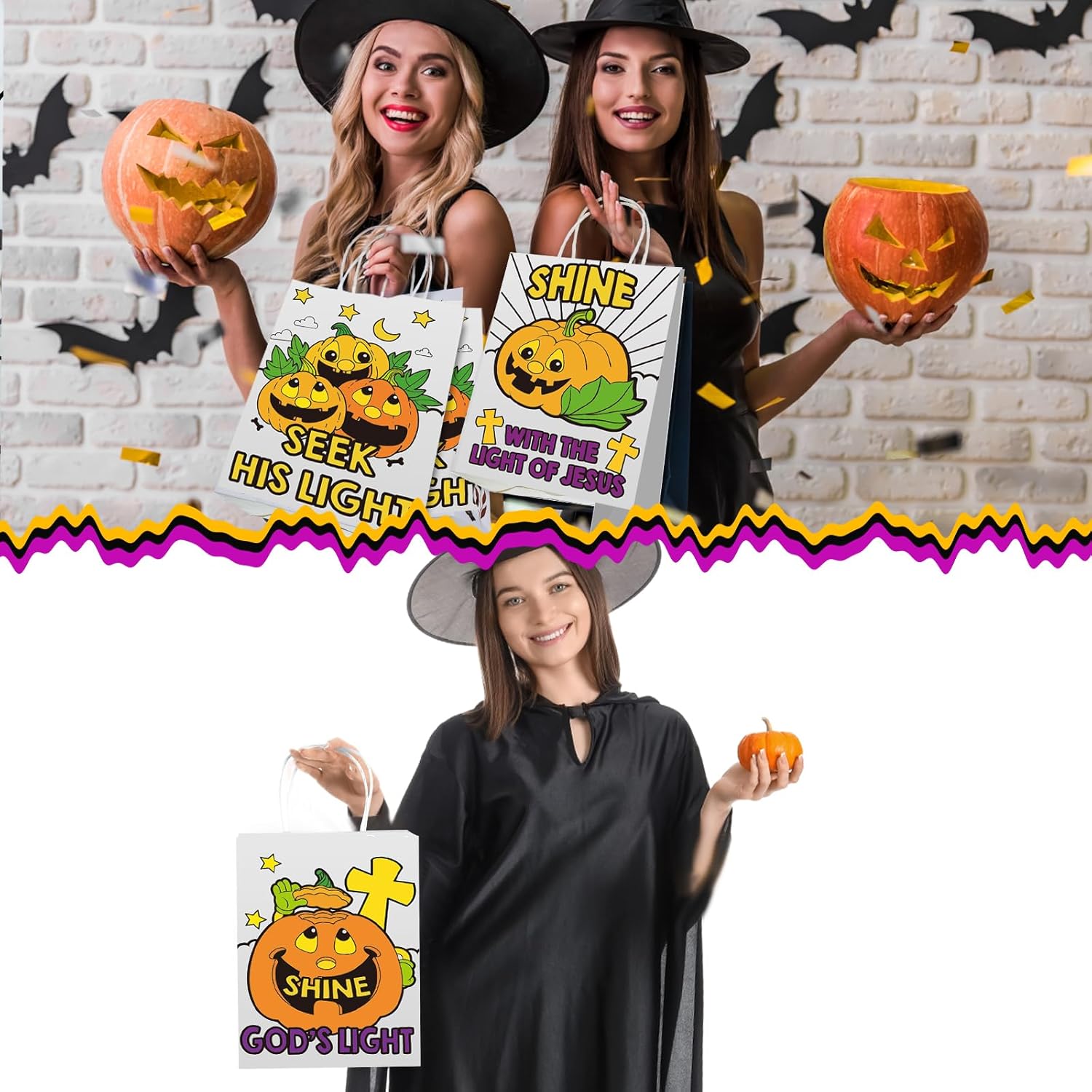 Zhanmai 24 Piece Halloween Gift Bags with Handle