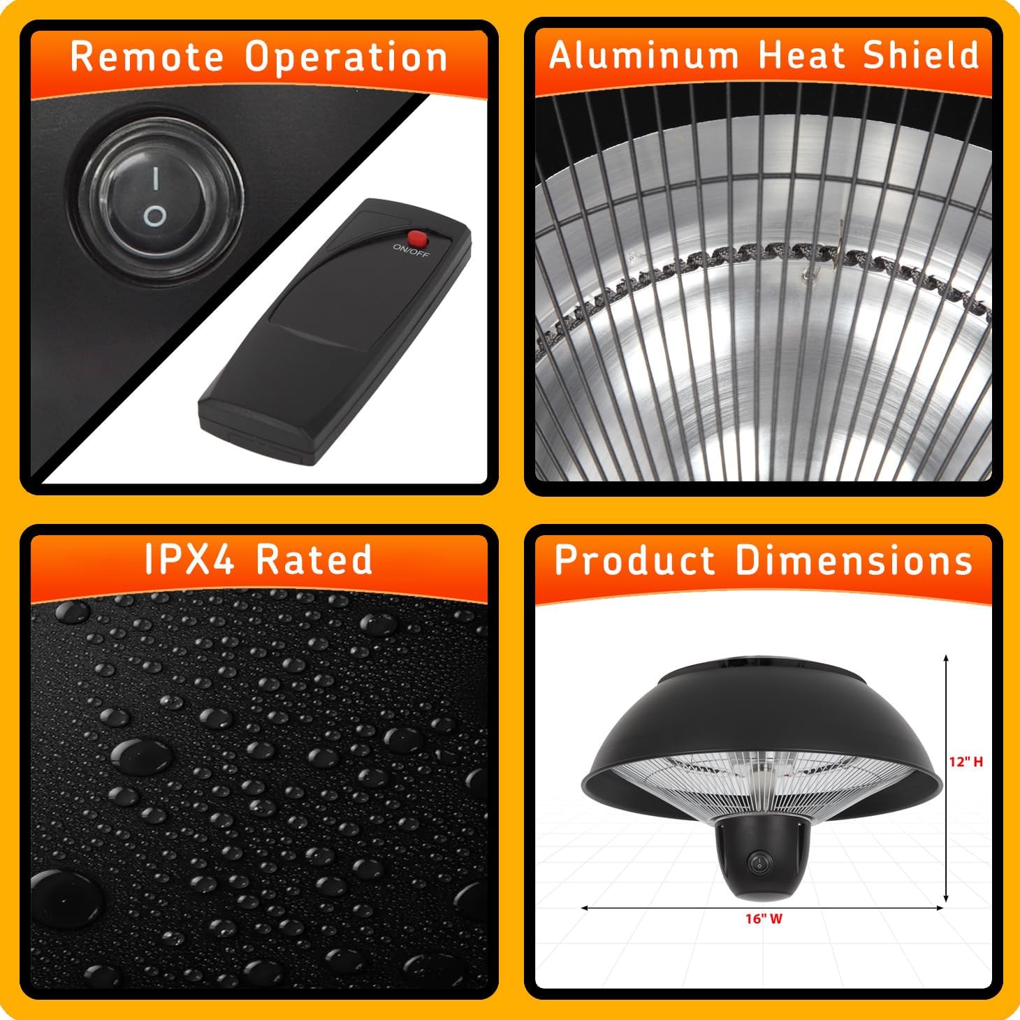 Infrared Hanging Electric Heater with Remote Control