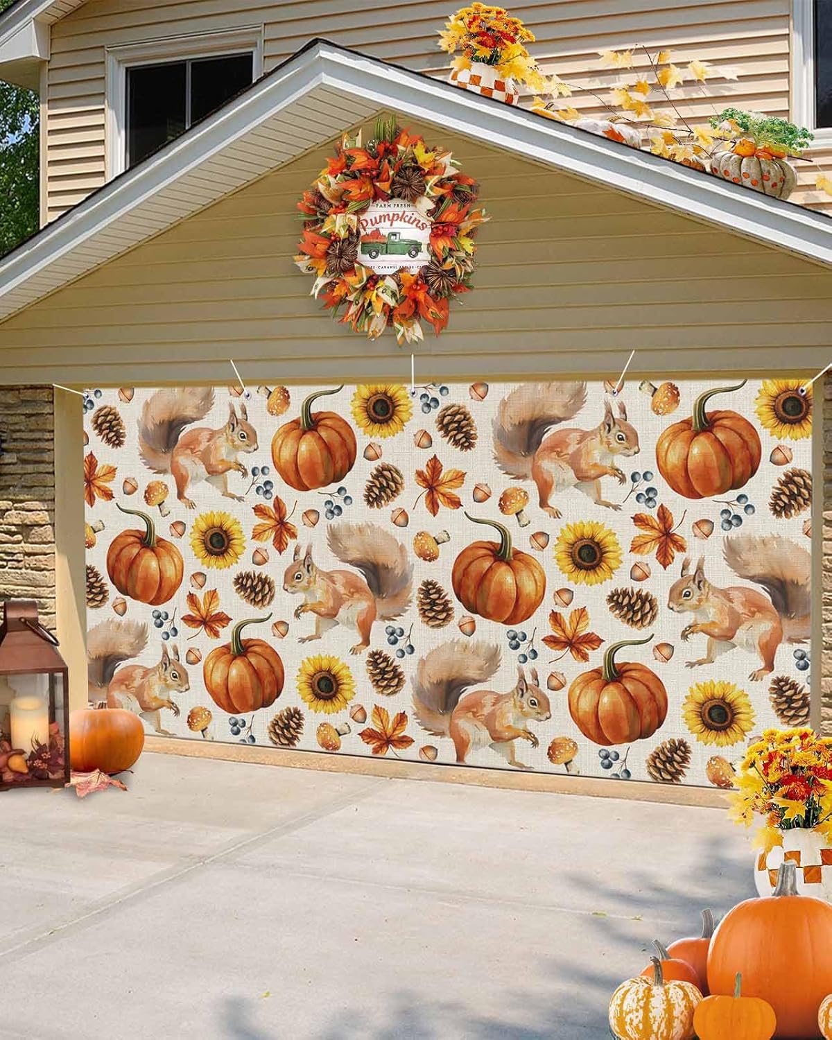Fall Garage Door Banner Cover 7x8 ft Decor