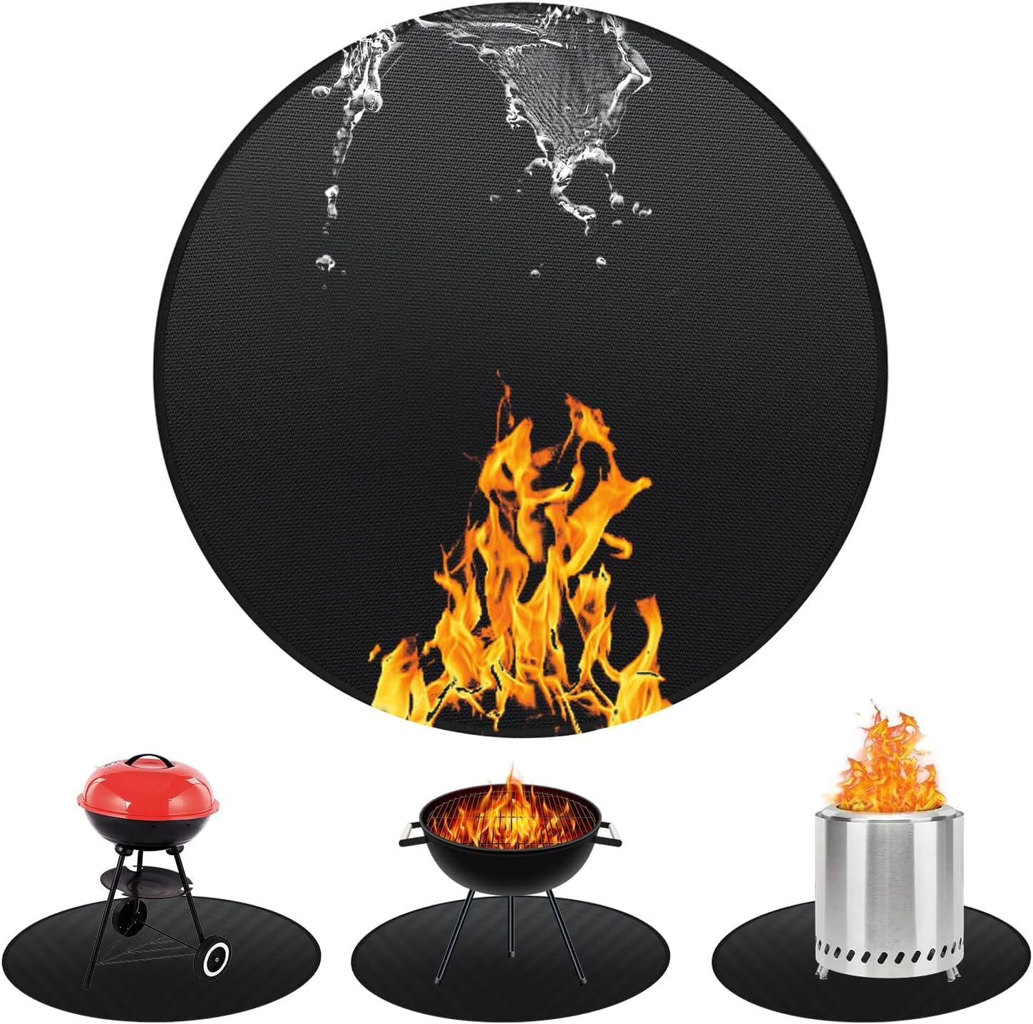 Round BBQ Grill Mat 48 Inch Double-Sided Fireproof Pad