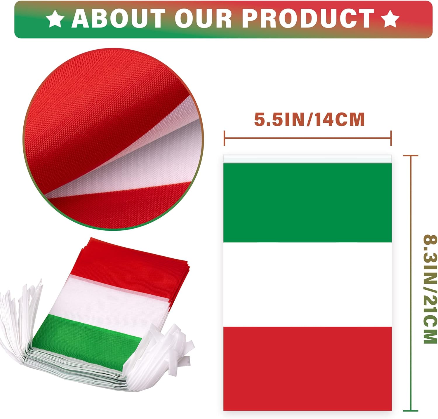 Italy String Flag Pennant Banner 33 Feet 30 Flags
