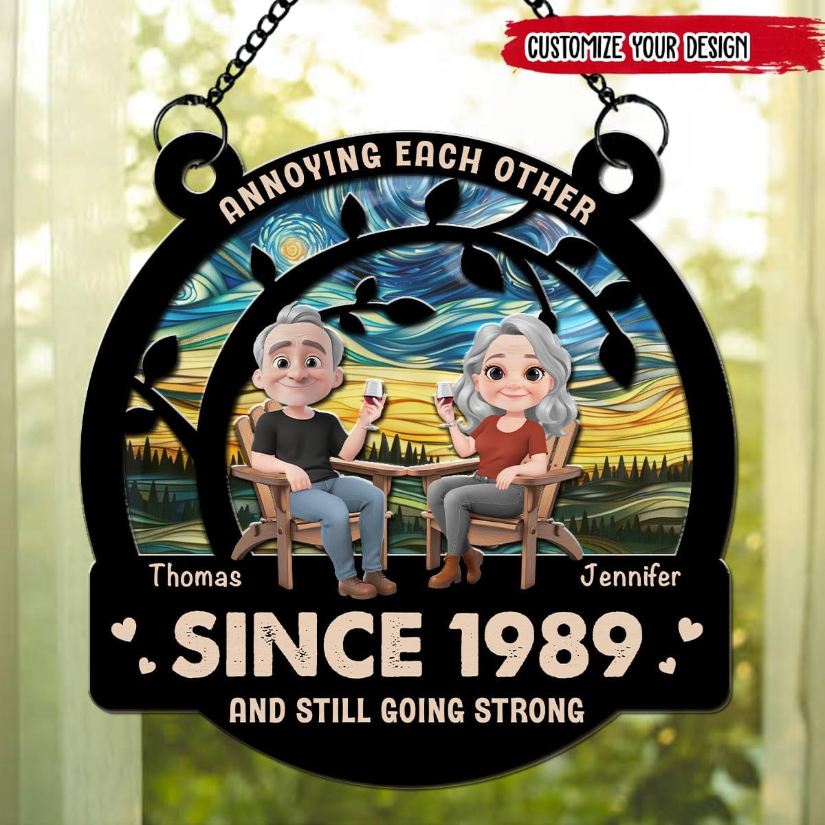 Personalized Couple Suncatcher with Names and Anniversary Date