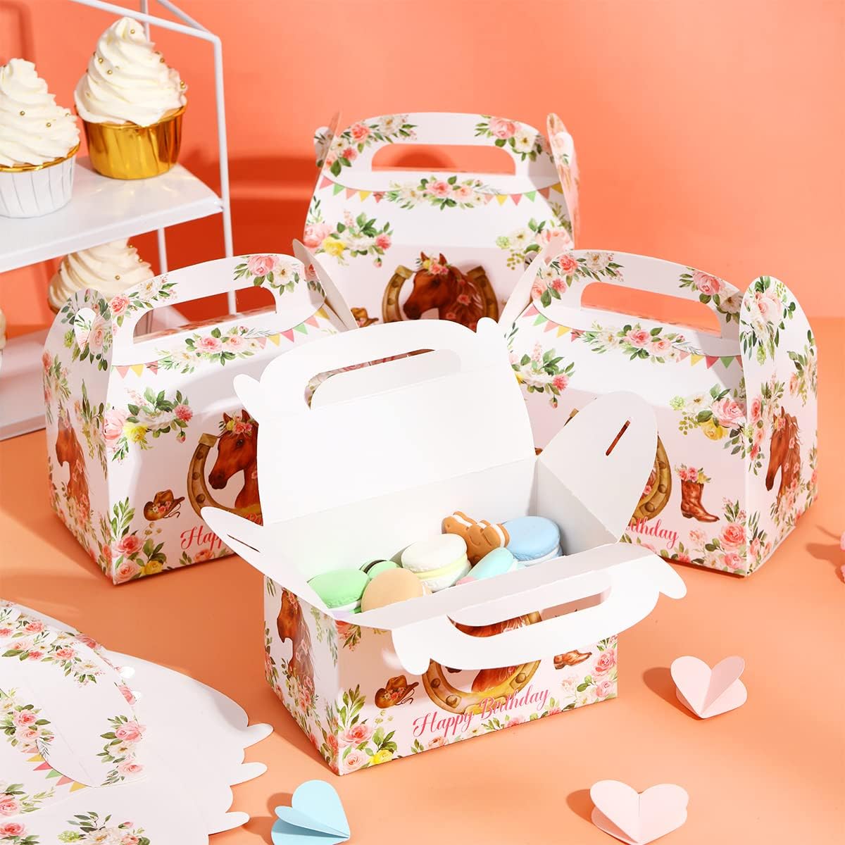 Fangleland 12Pcs Horse Party Favor Boxes for Birthday Supplies