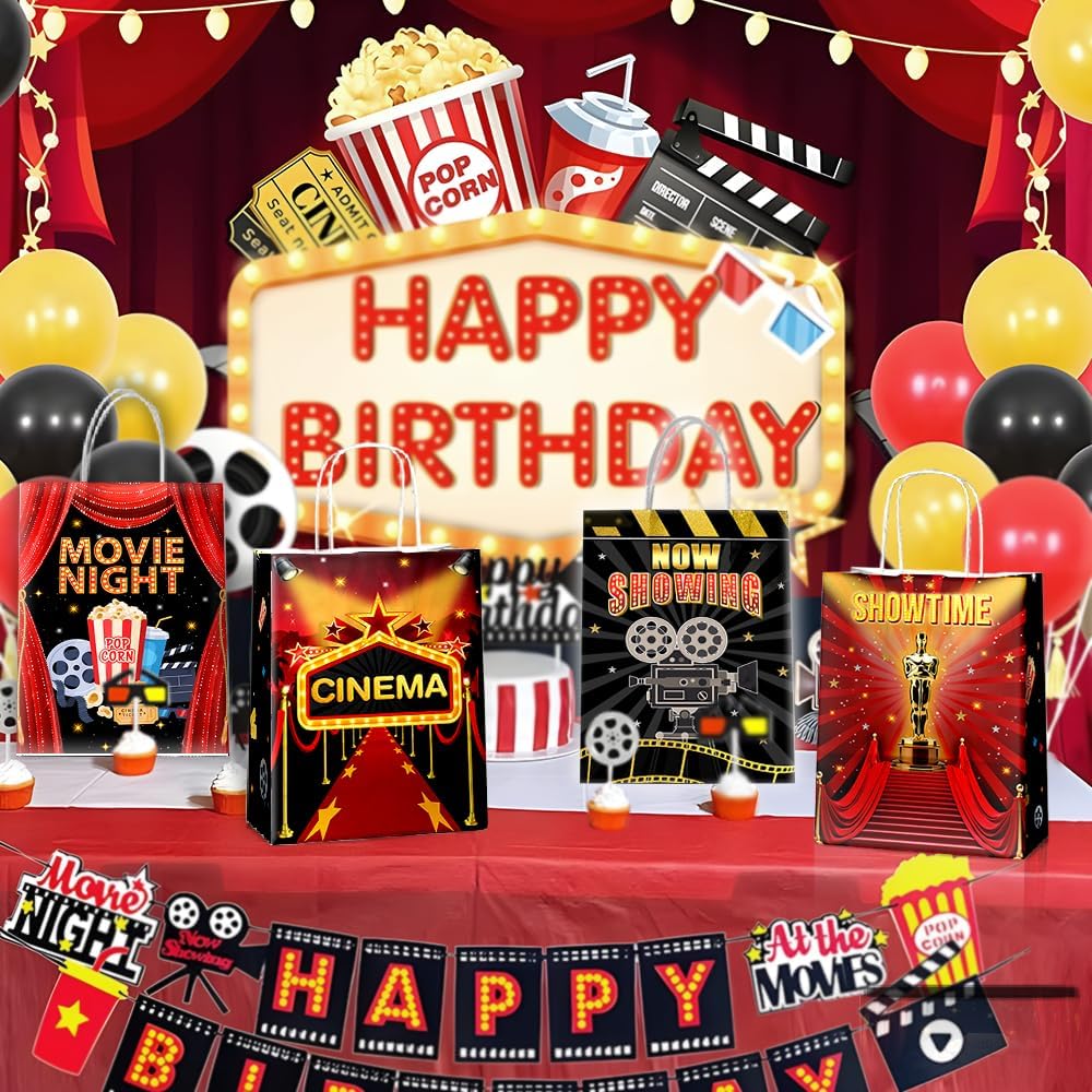JOYGATHER 24 Pcs Movies Night Party Favor Bags with Handles