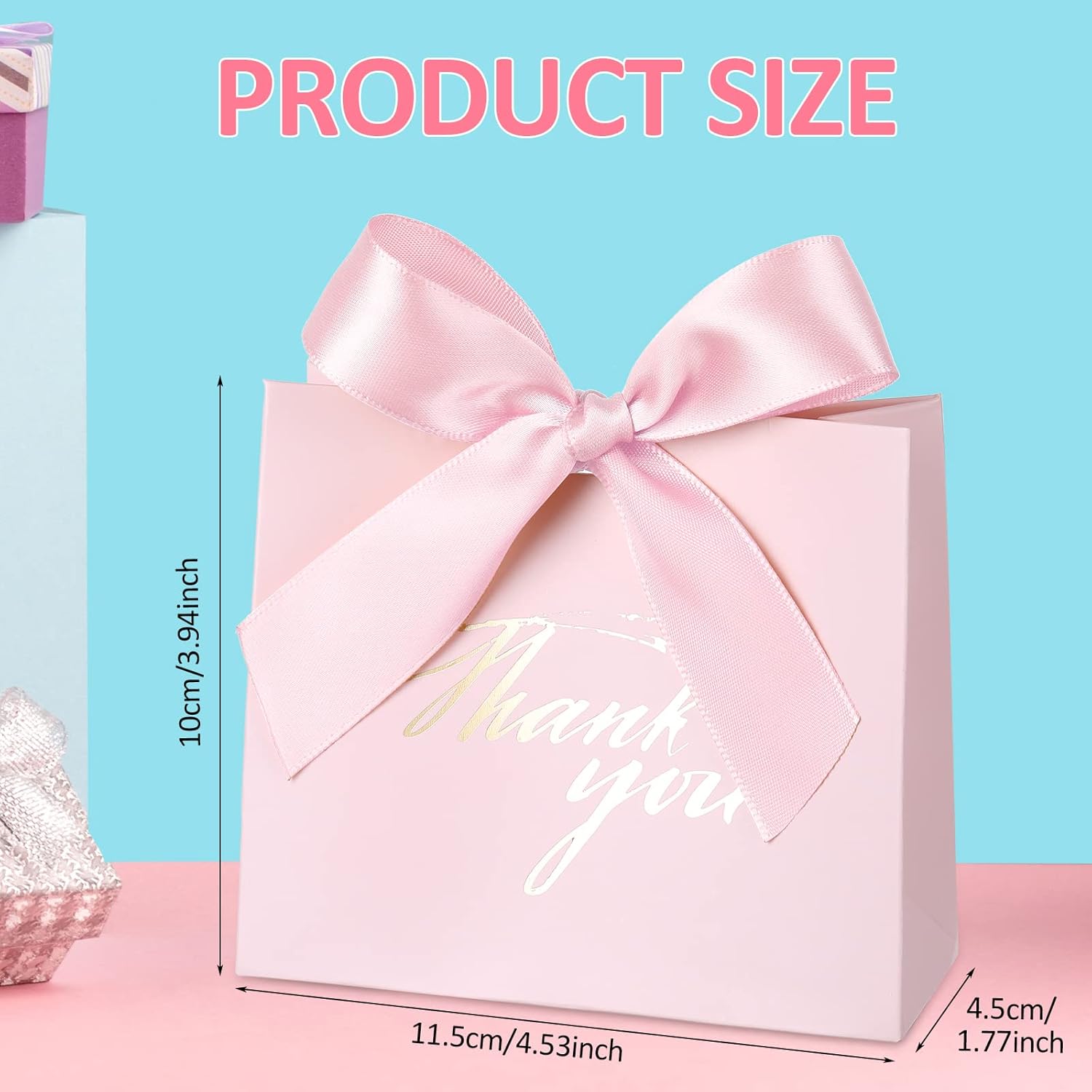Yahenda 50 Pcs Pink Candy Gift Bags with Bow Ribbon