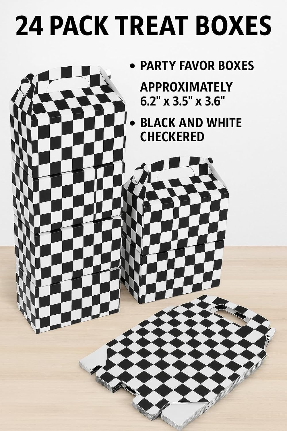 Oojami 24 Pack Checkered Gable Gift Boxes