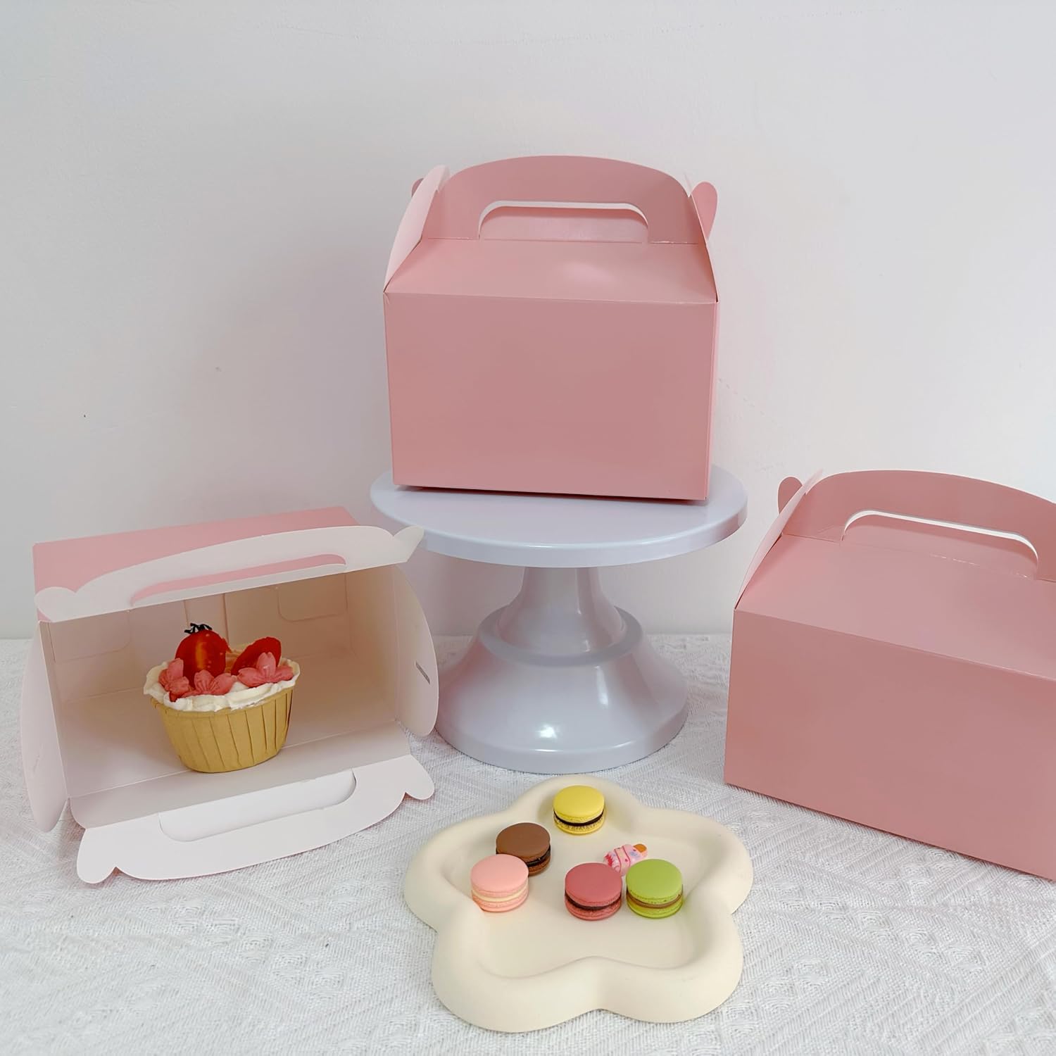 Namhcir 12 Pack Pink Treat Boxes with Handles