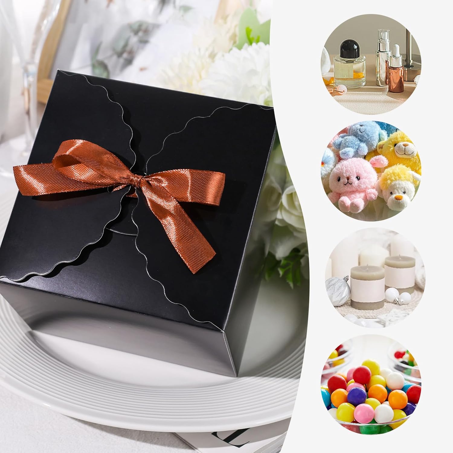 VGOODALL 10PCS Black Gift Boxes with Ribbons