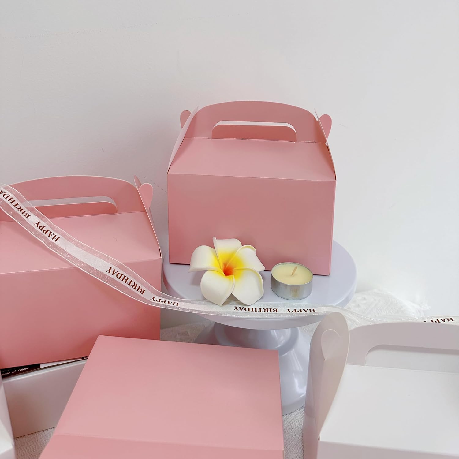 Namhcir 12 Pack Pink Treat Boxes with Handles
