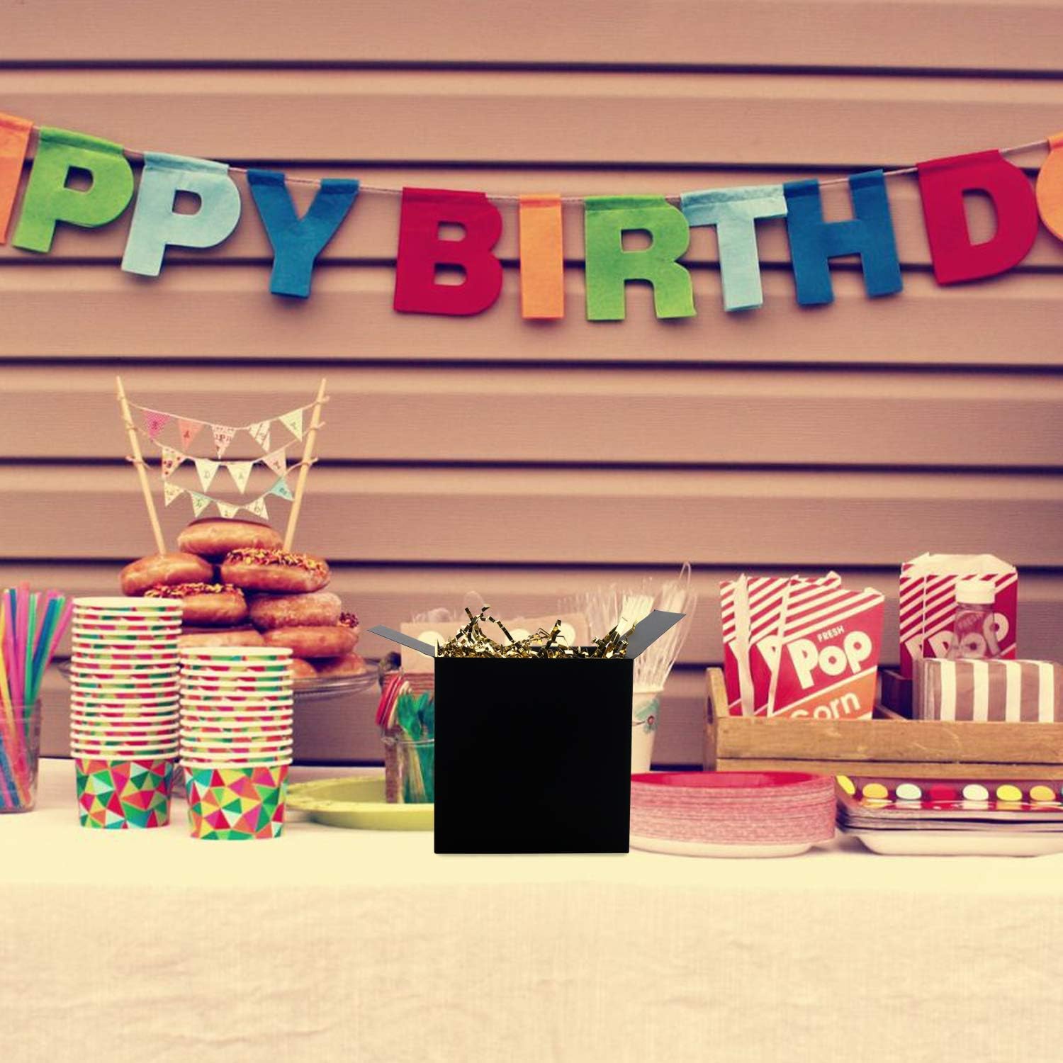 15 Pcs Black Gift Boxes with Lids for Wedding and Birthday